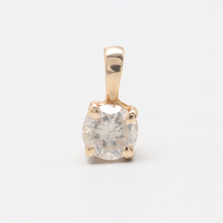 14K Yellow Gold Diamond Pendant