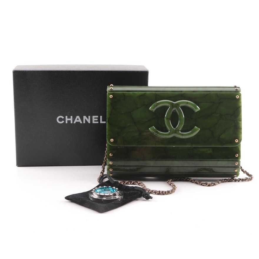 Chanel Uni Sac Classique Rabat Marbled Green Acrylic Box Bag