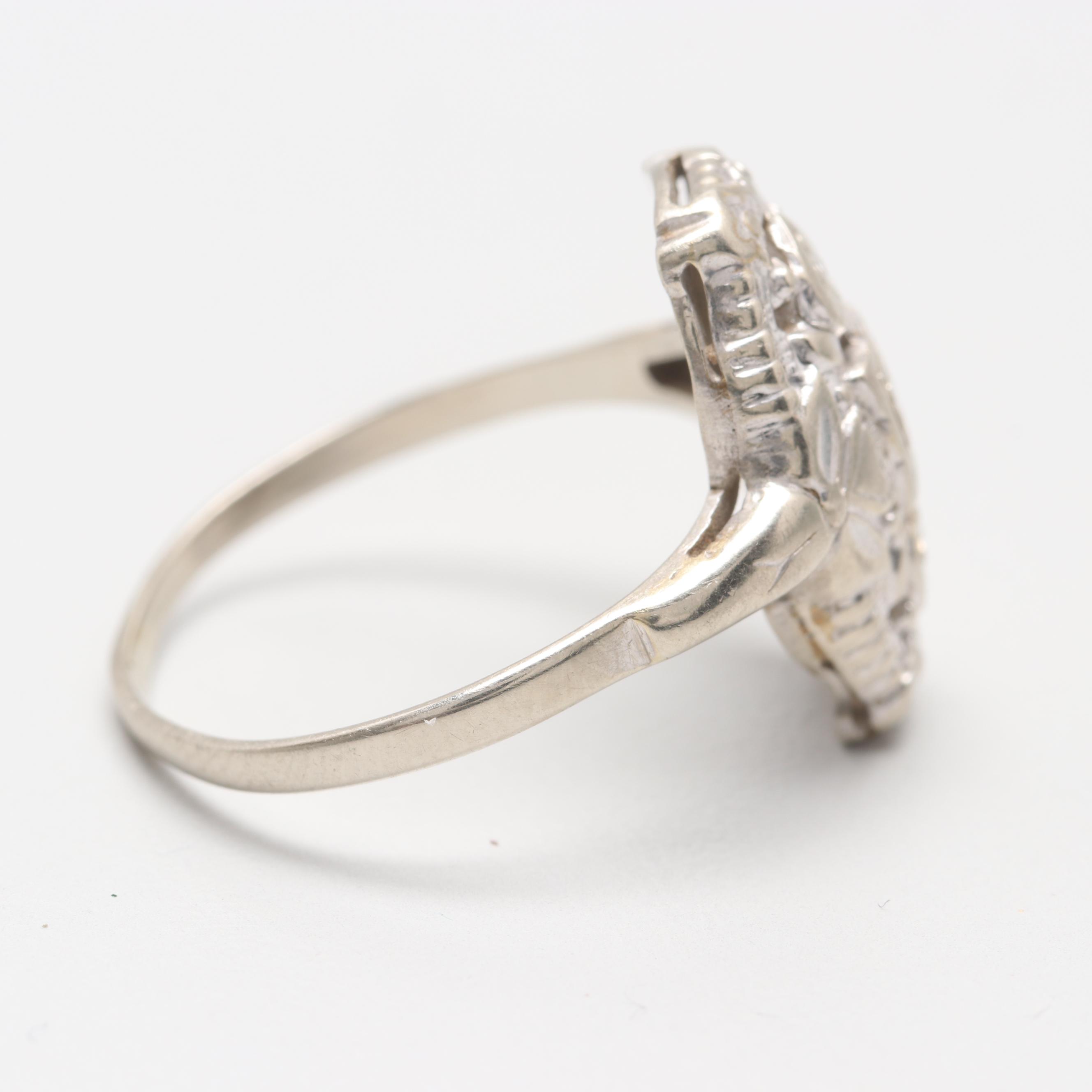 Circa 1930s Karlan & Bleicher 14K White Gold Diamond Ring
