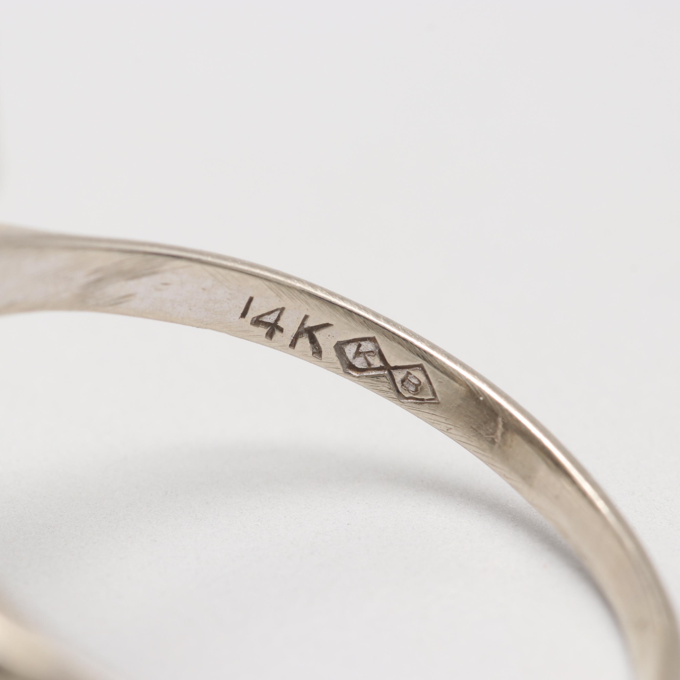 Circa 1930s Karlan & Bleicher 14K White Gold Diamond Ring