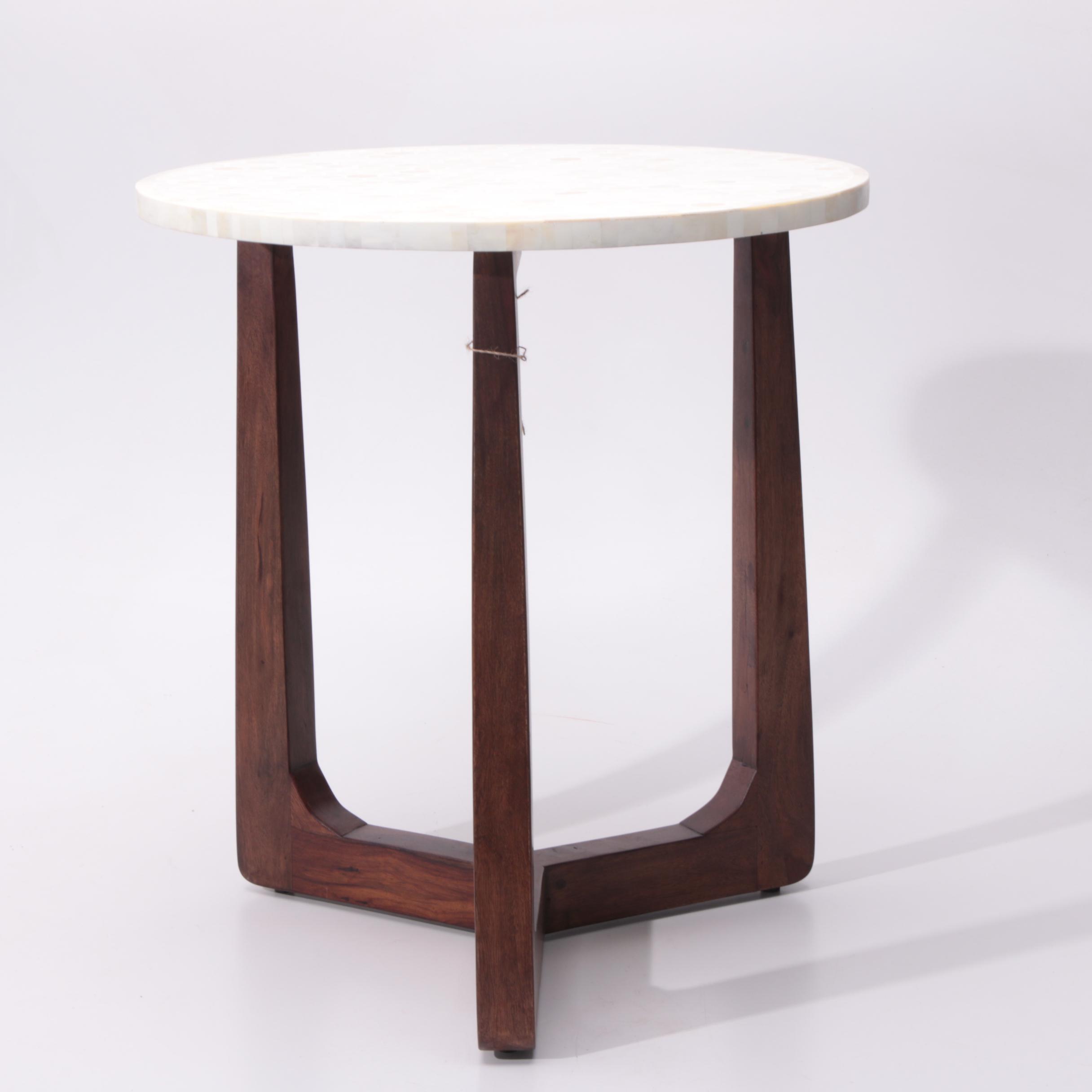 Mid Century Modern Style Bone Inlay Side Table