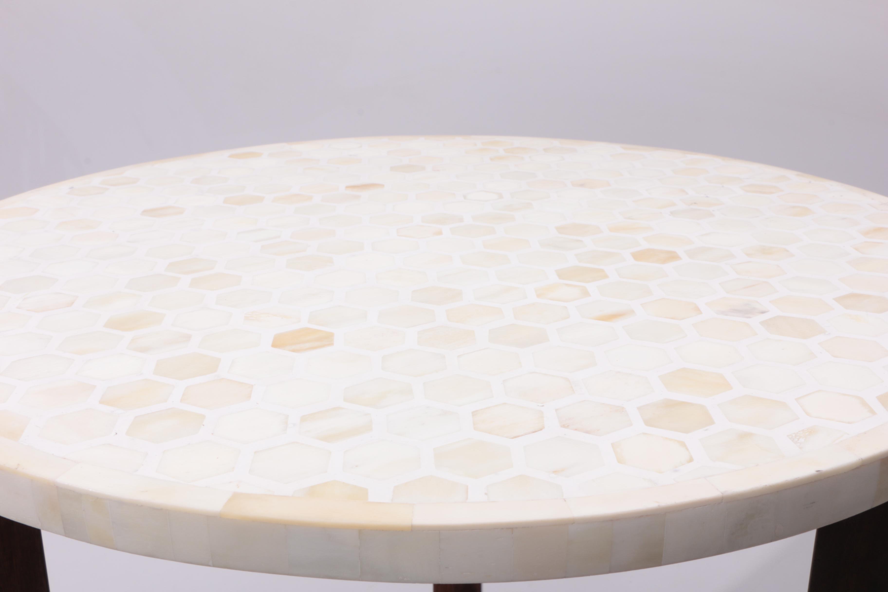 Mid Century Modern Style Bone Inlay Side Table
