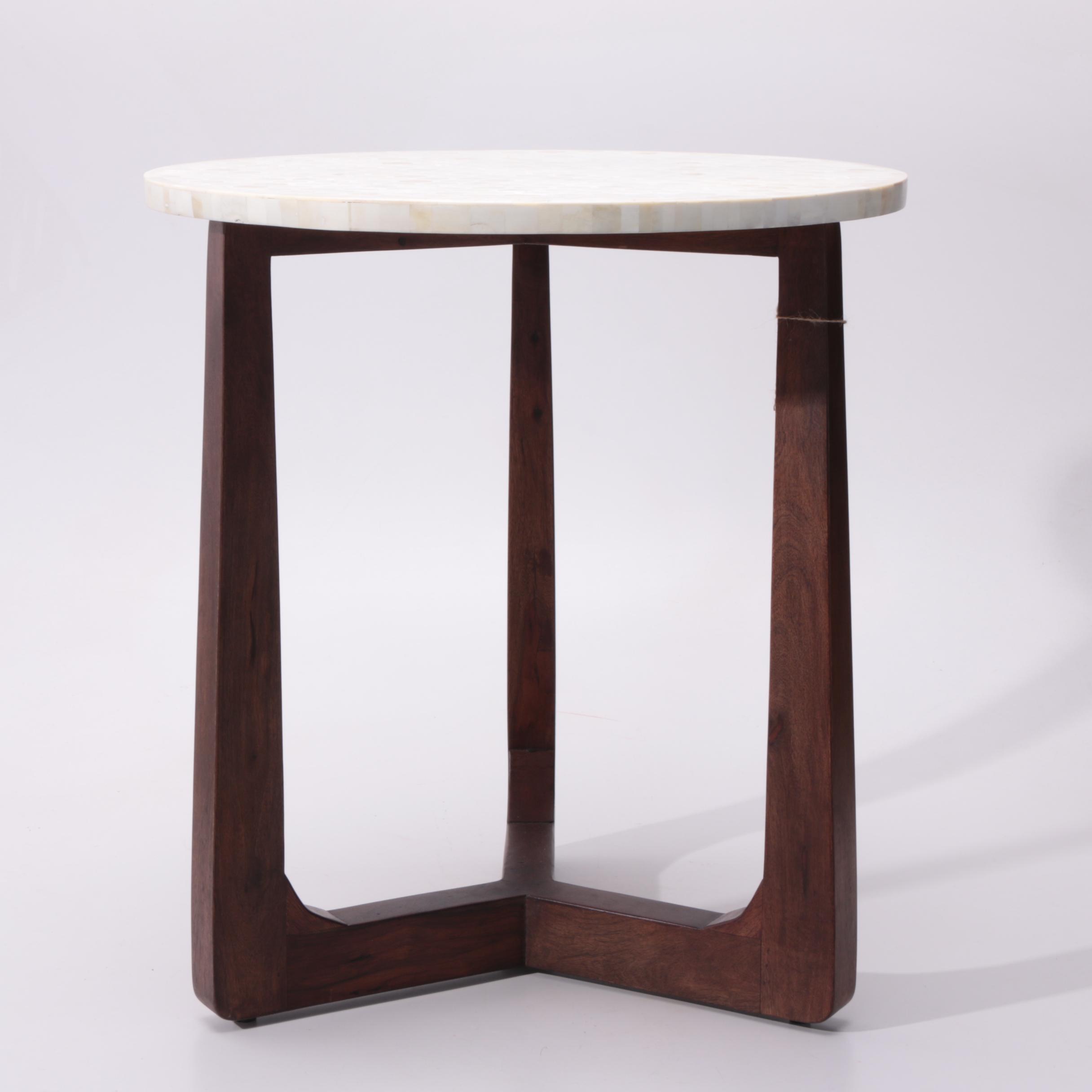 Mid Century Modern Style Bone Inlay Side Table