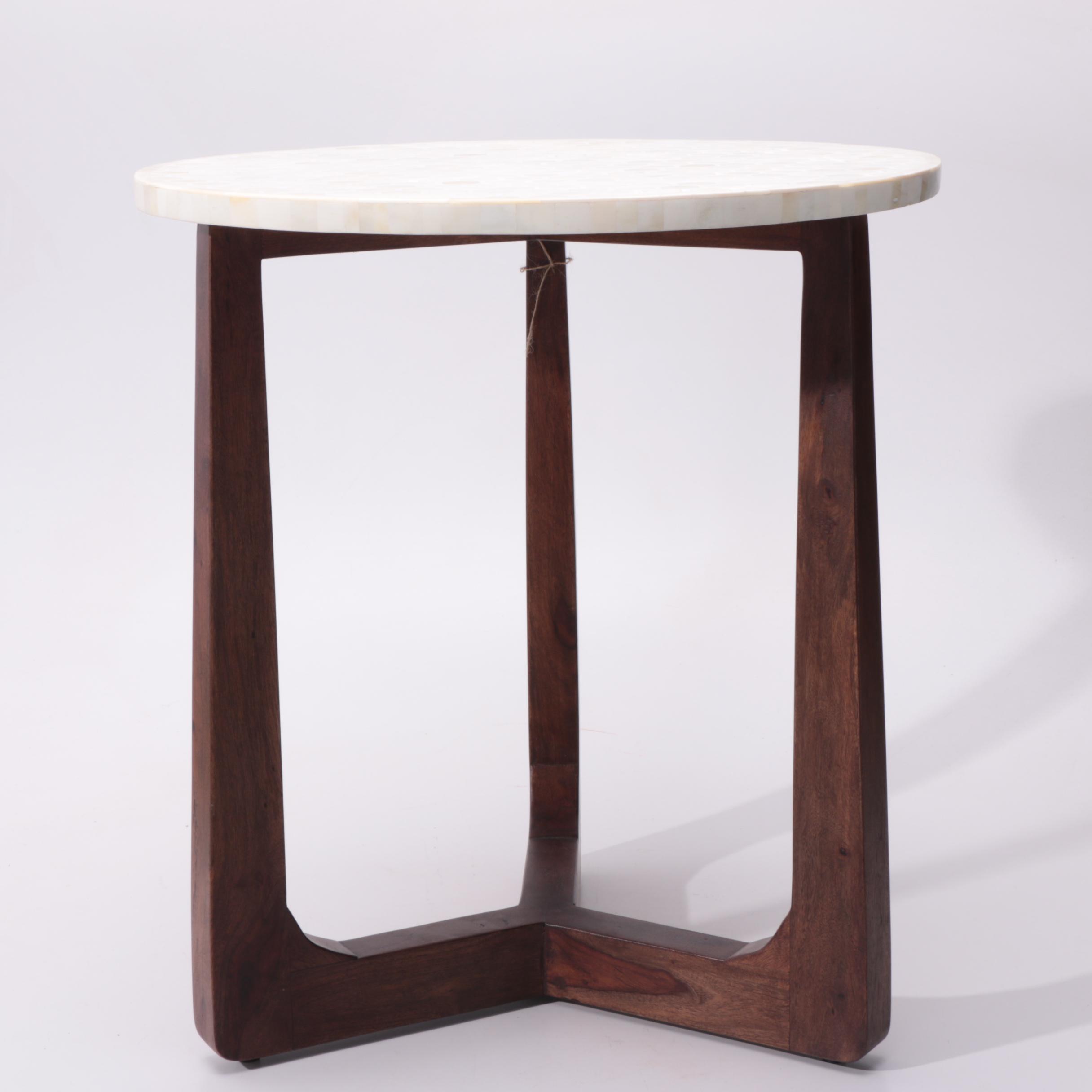 Mid Century Modern Style Bone Inlay Side Table