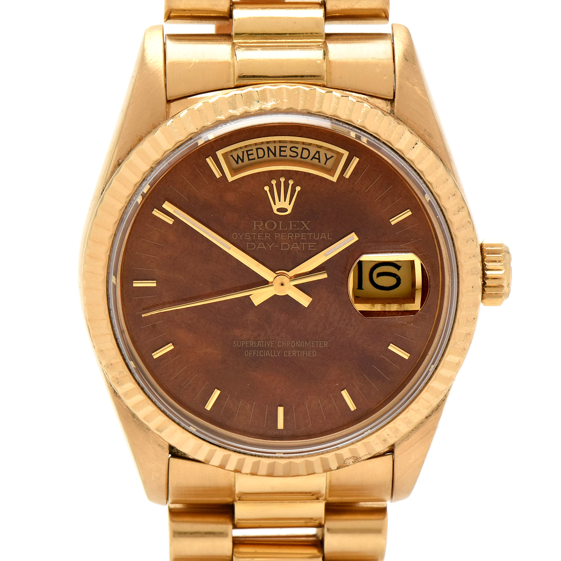 Rolex Presidential Day-Date 18K Gold & Rare Factory Exotic Wood Dial Watch
