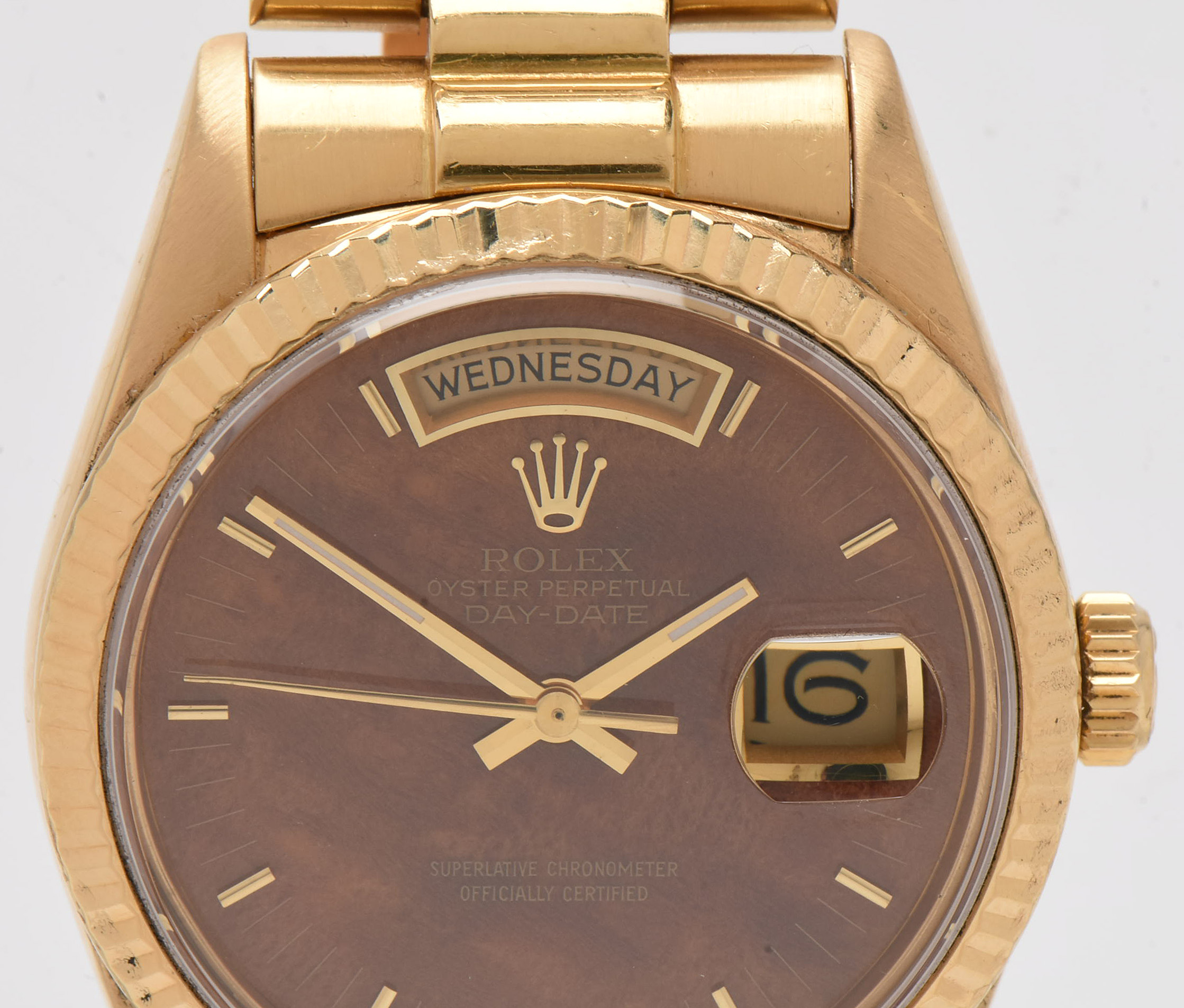 Rolex Presidential Day-Date 18K Gold & Rare Factory Exotic Wood Dial Watch