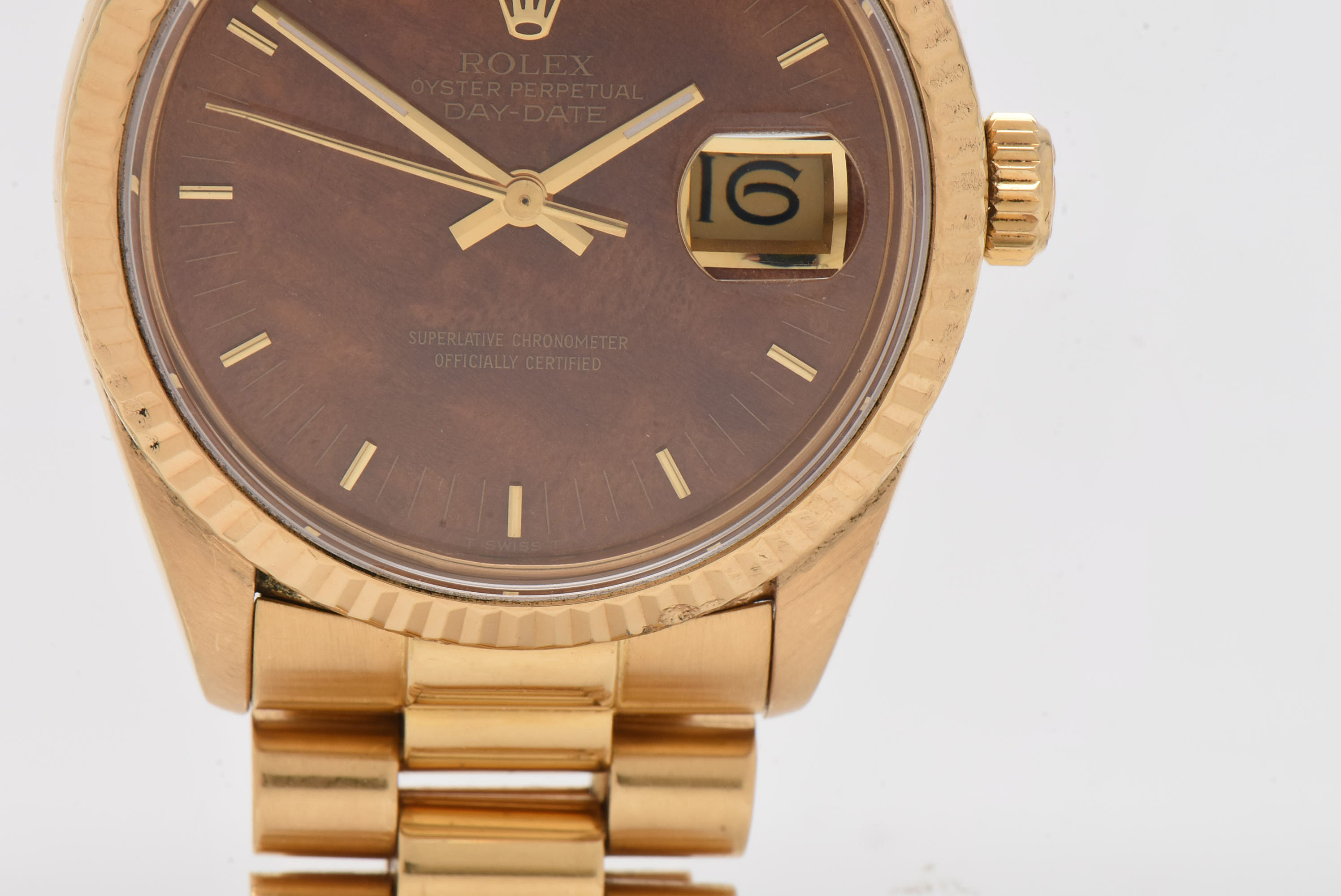 Rolex Presidential Day-Date 18K Gold & Rare Factory Exotic Wood Dial Watch