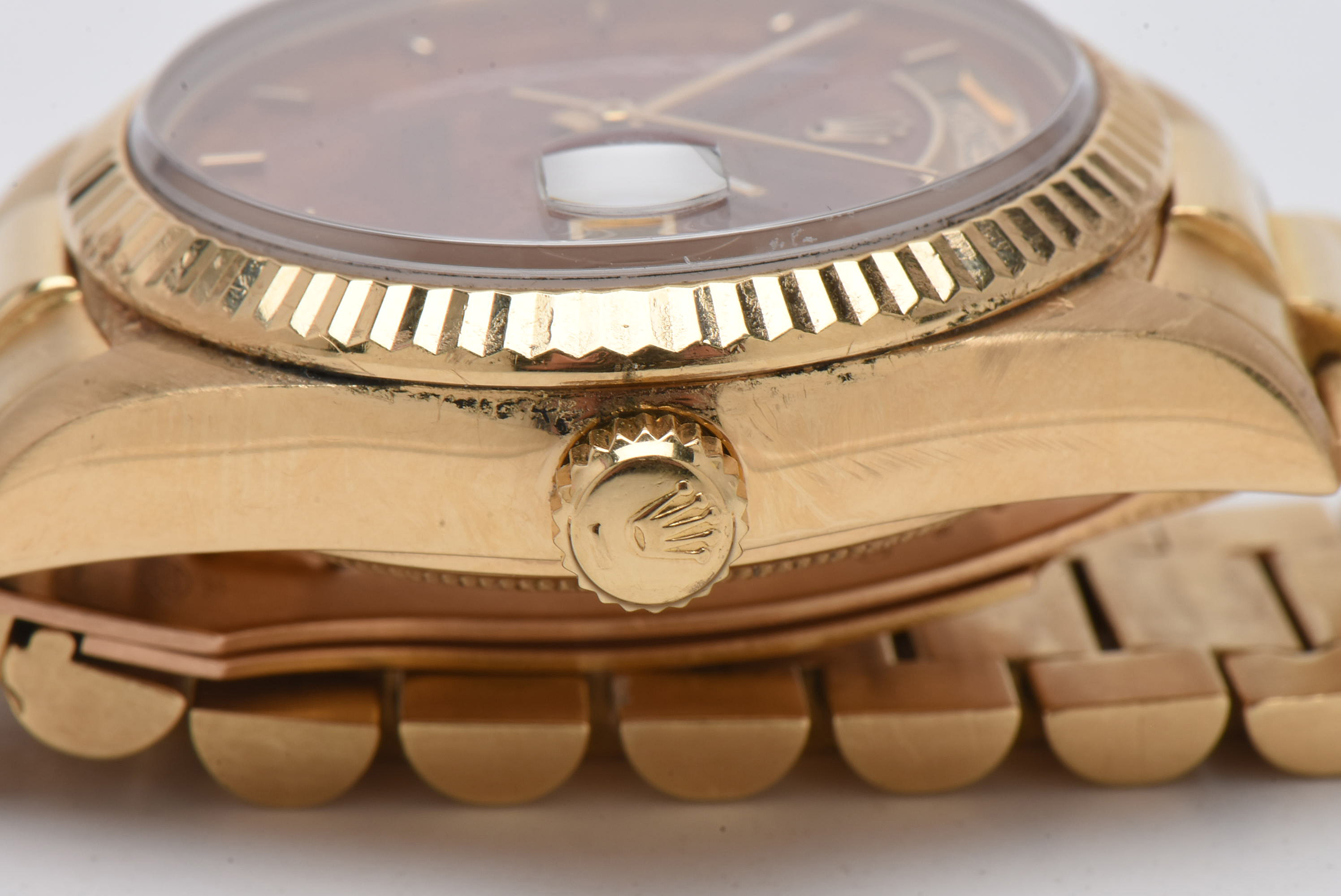 Rolex Presidential Day-Date 18K Gold & Rare Factory Exotic Wood Dial Watch