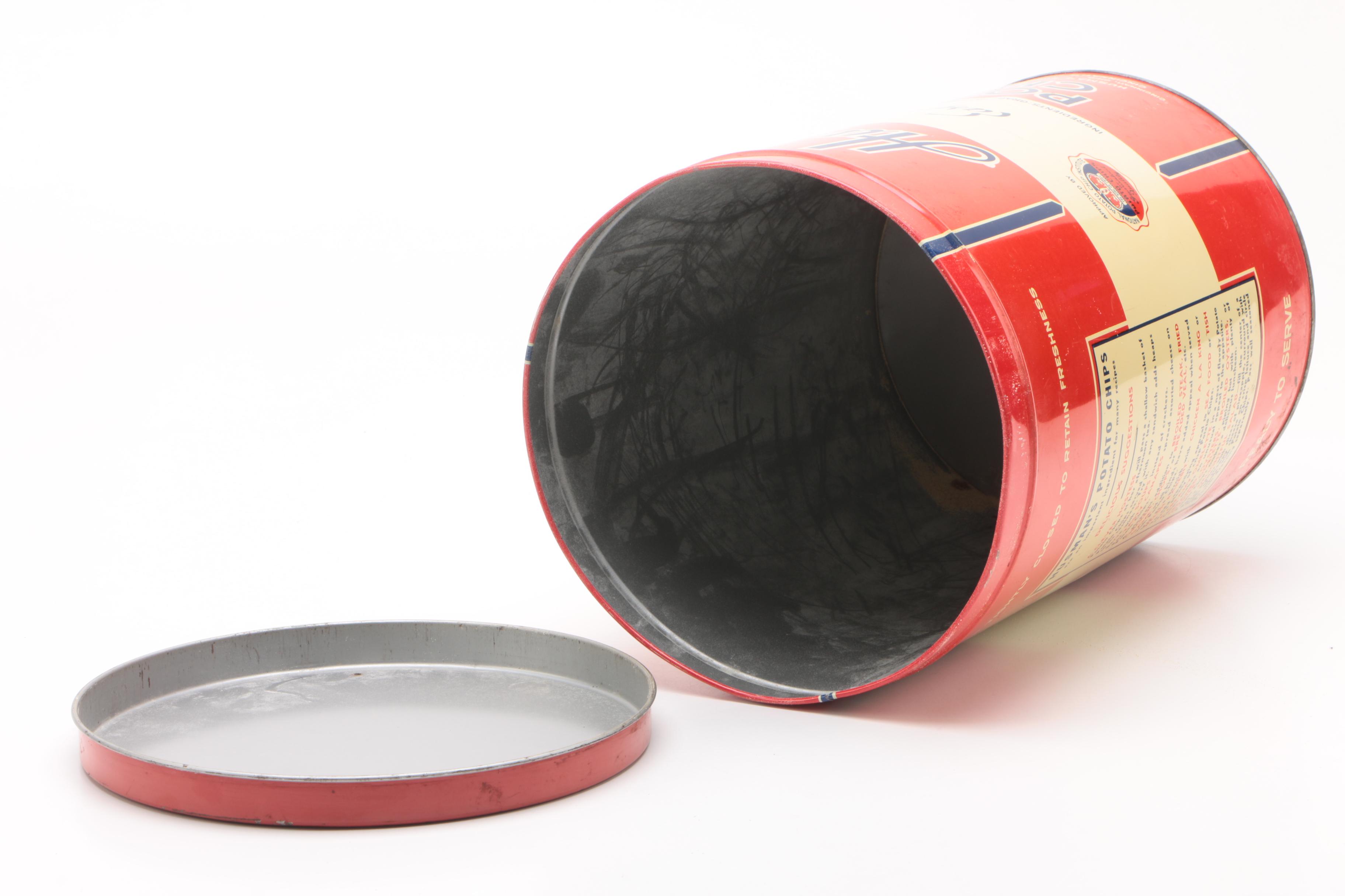 Vintage A&W Root Beer Styrofoam Cooler and Husman's Potato Chips Tin