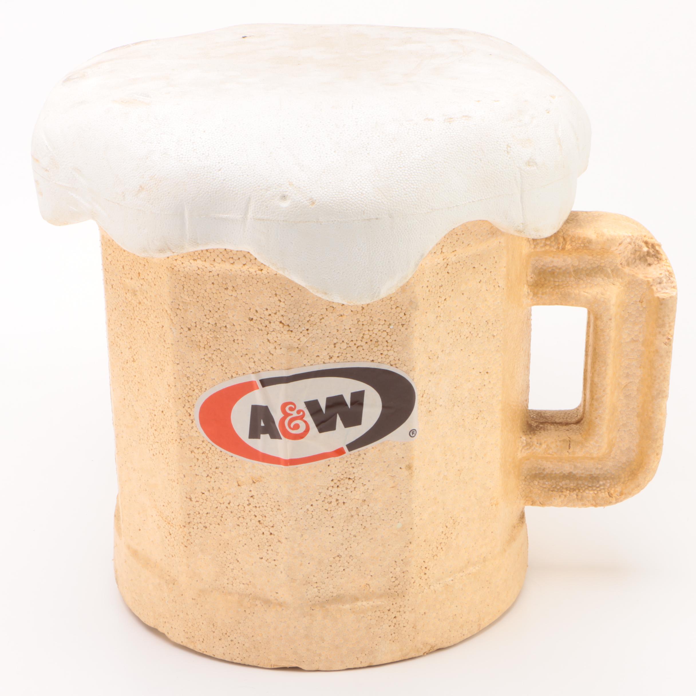 Vintage A&W Root Beer Styrofoam Cooler and Husman's Potato Chips Tin