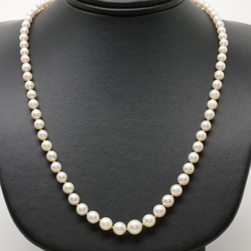 Vintage Sterling Silver Cultured Pearl Necklace