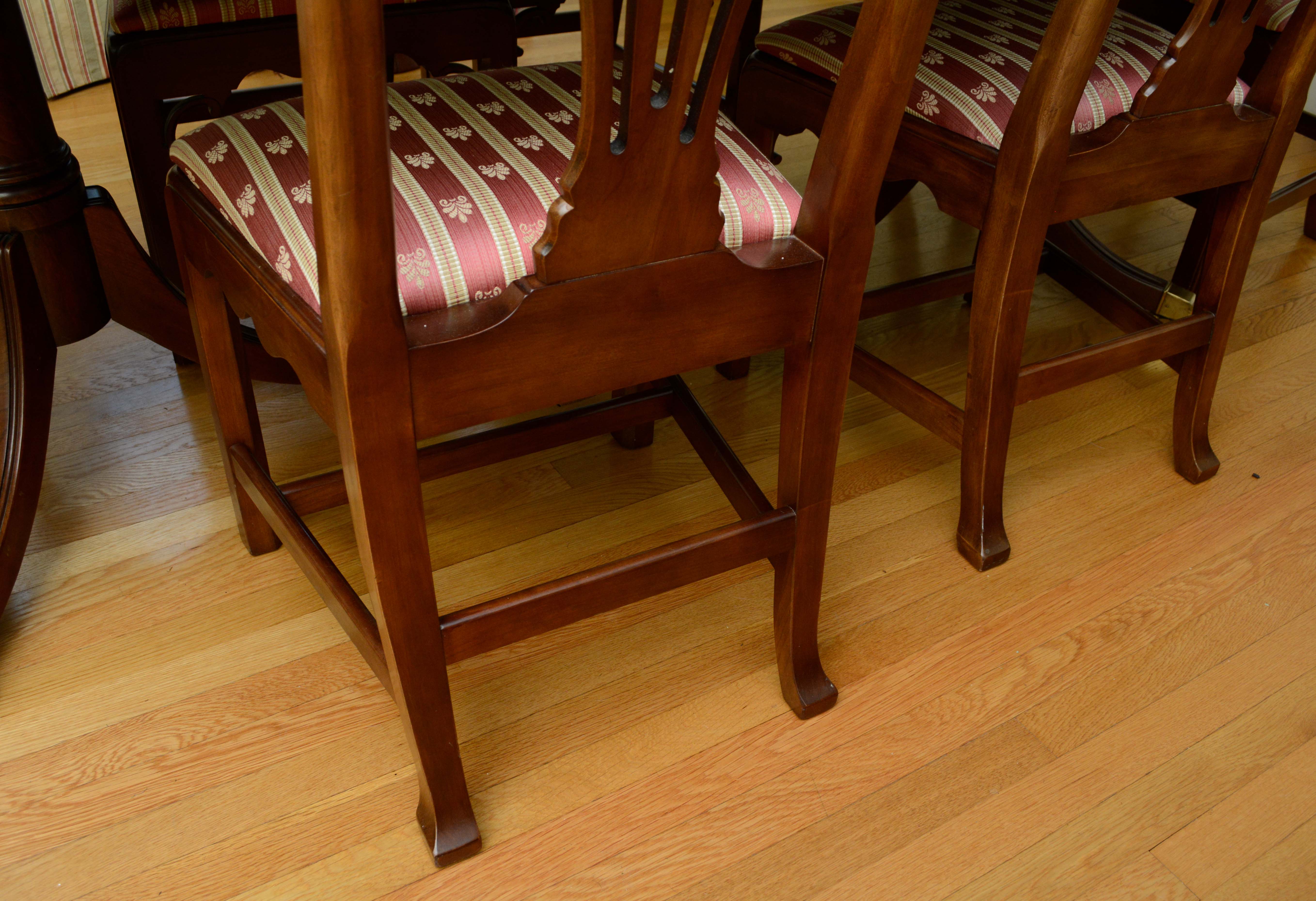 Federal Style Double Pedestal Dining Table with Chairs by Statton