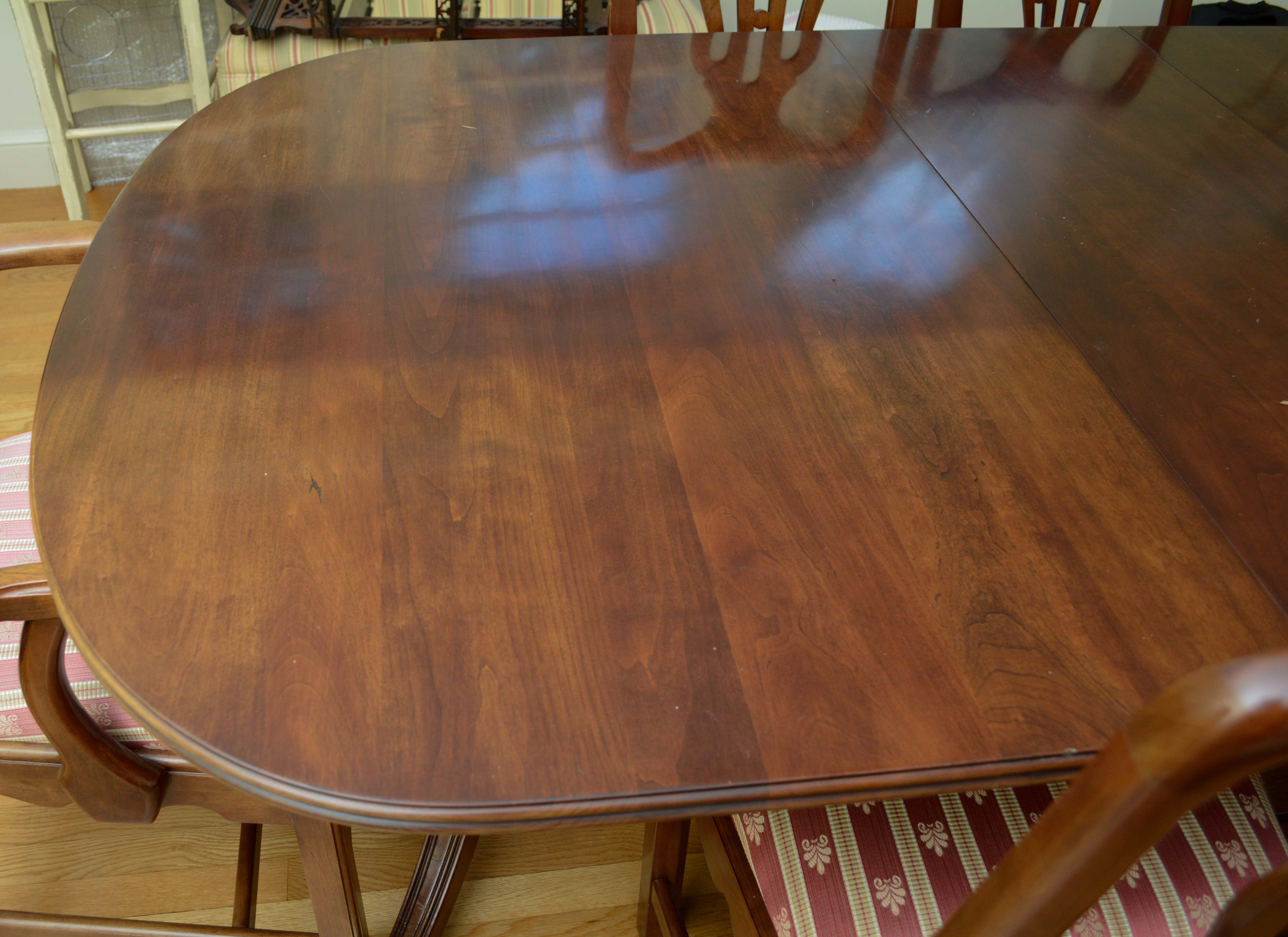 Federal Style Double Pedestal Dining Table with Chairs by Statton