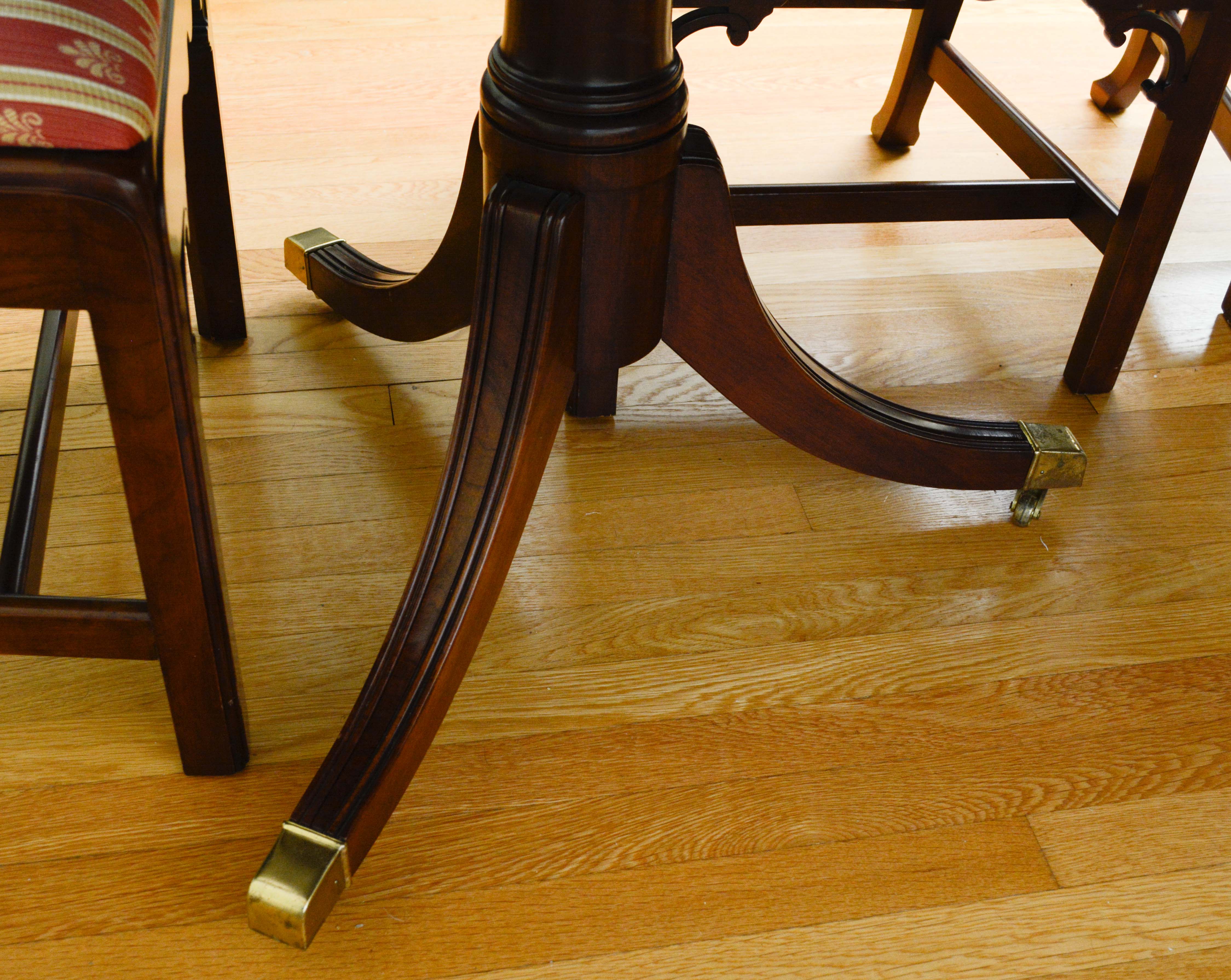 Federal Style Double Pedestal Dining Table with Chairs by Statton