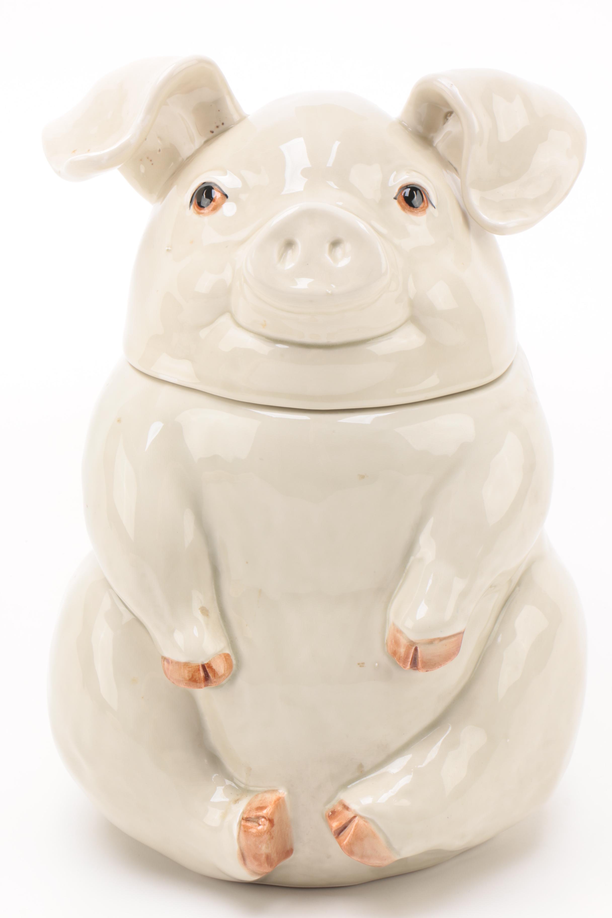 1976 Fitz & Floyd "Pigs" Cookie Jar and Pig Butcher Anatomy Bank