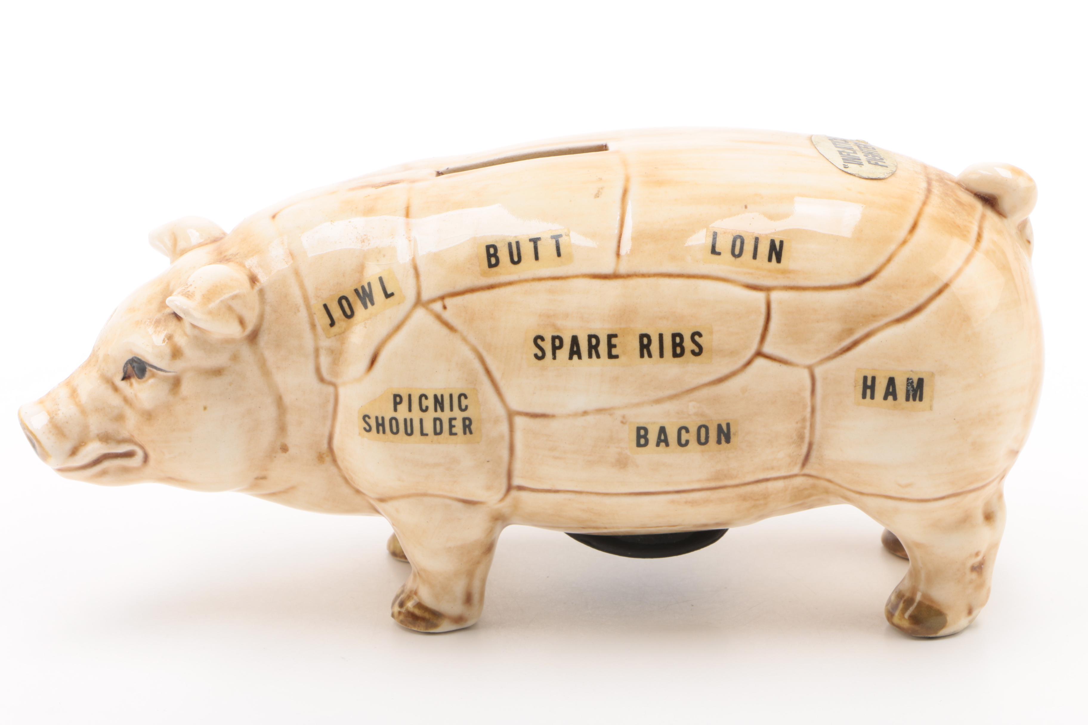 1976 Fitz & Floyd "Pigs" Cookie Jar and Pig Butcher Anatomy Bank