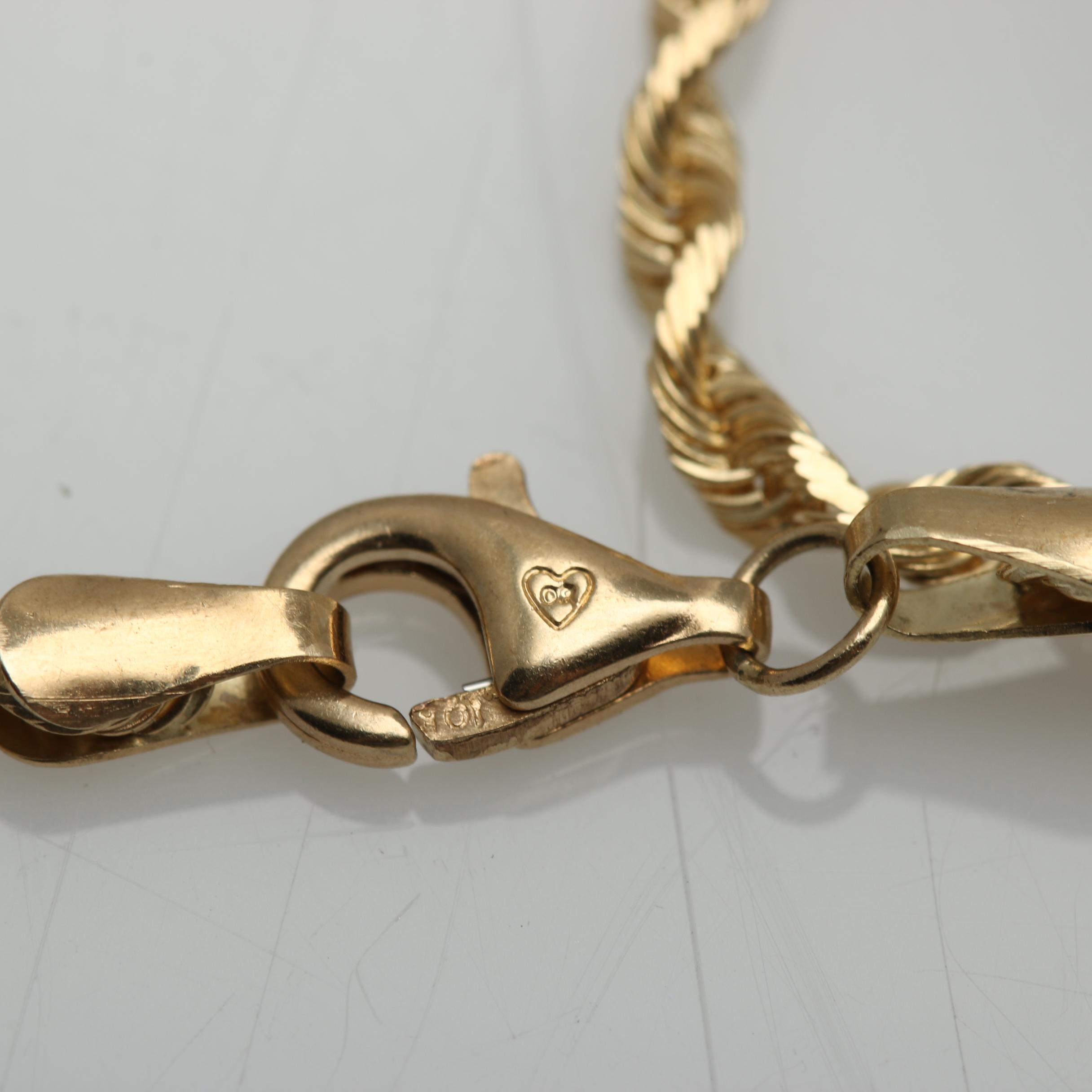 10K Yellow Gold Rope Chain Necklace