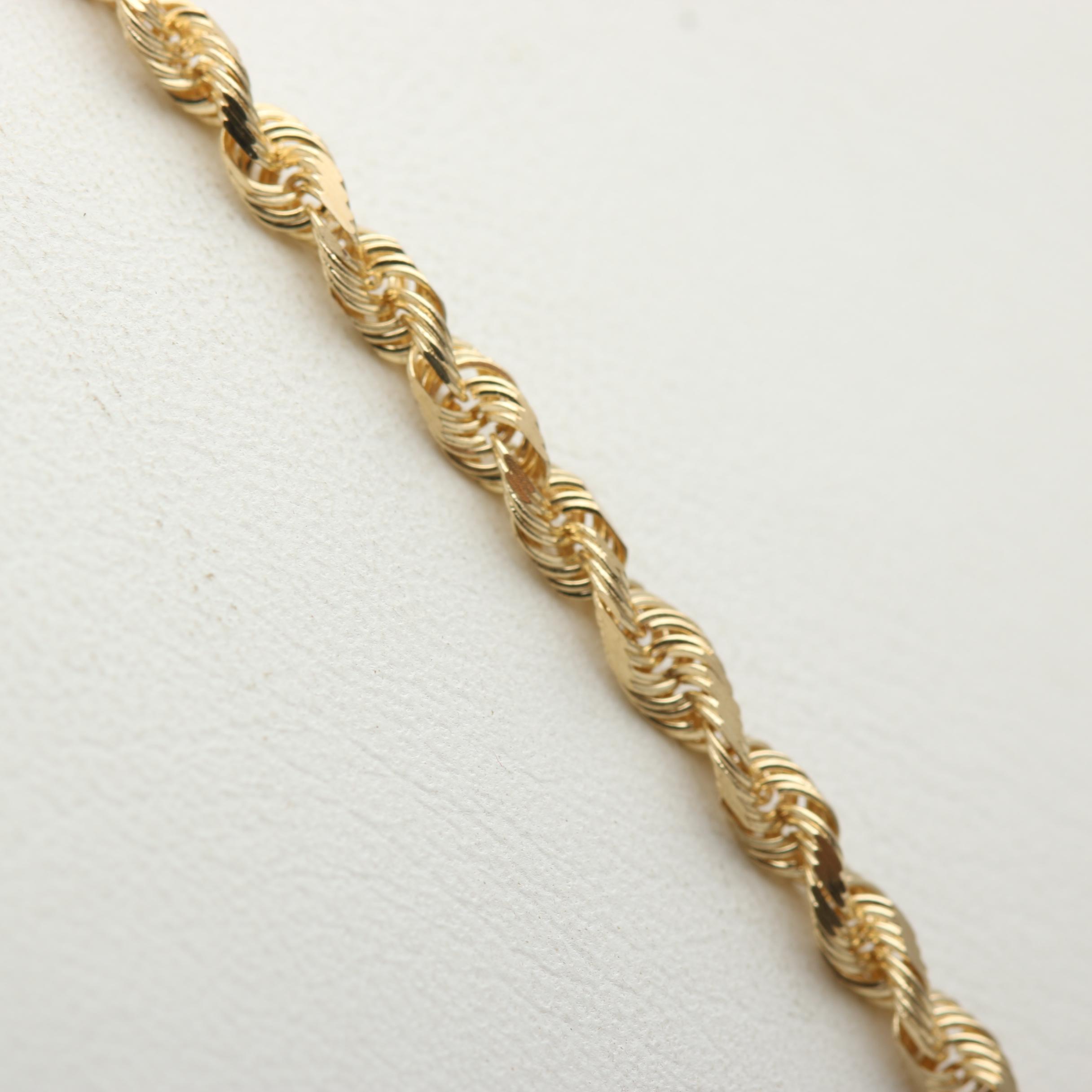 10K Yellow Gold Rope Chain Necklace