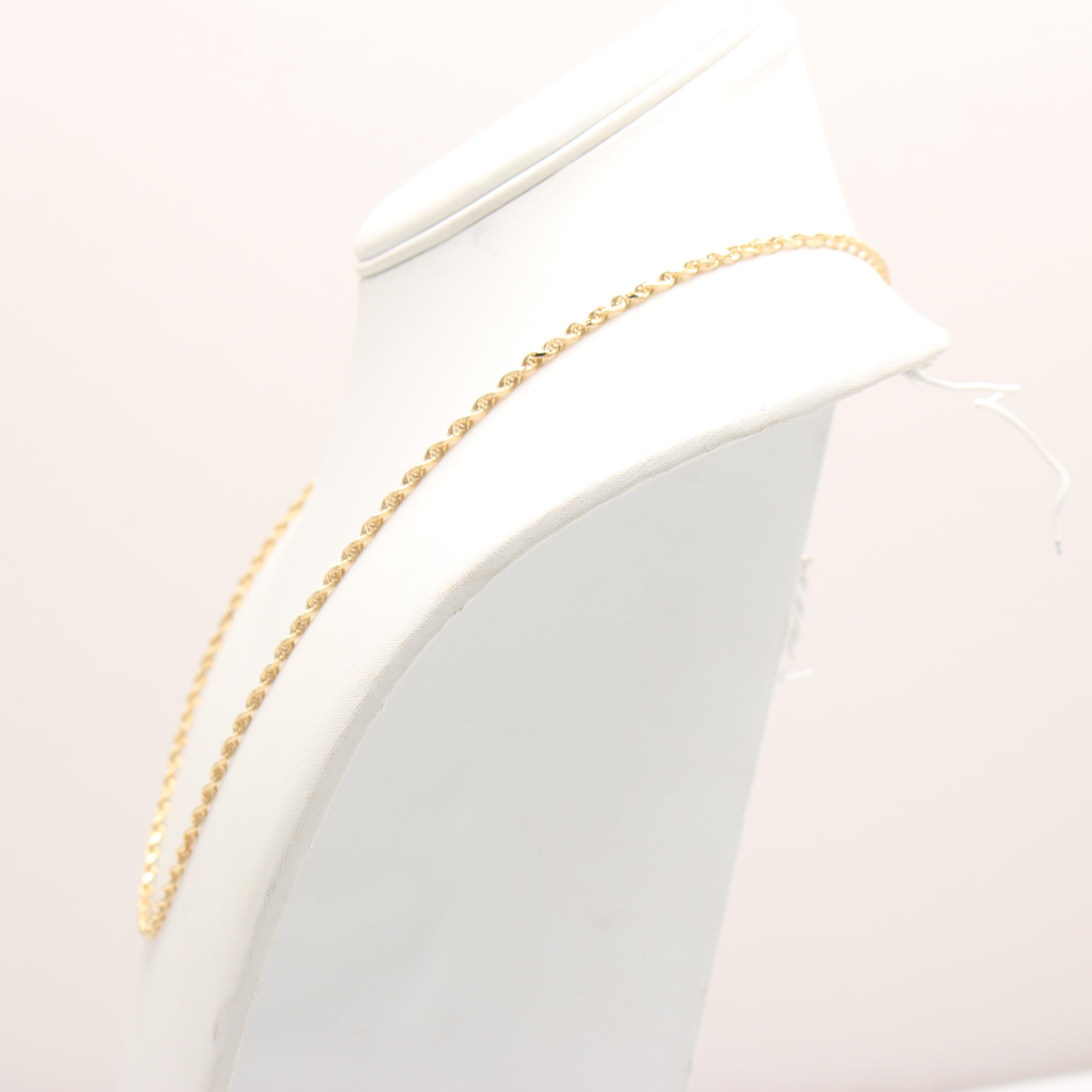10K Yellow Gold Rope Chain Necklace