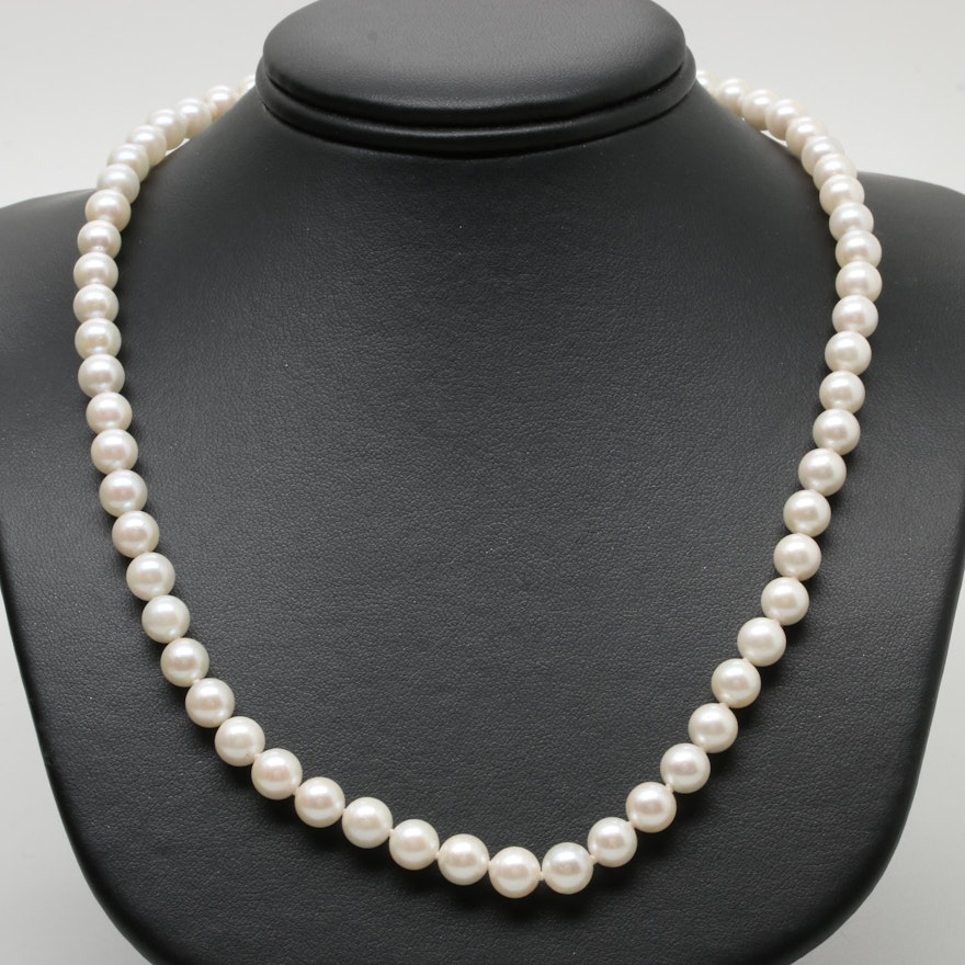 14K Yellow Gold Cultured Pearl Necklace