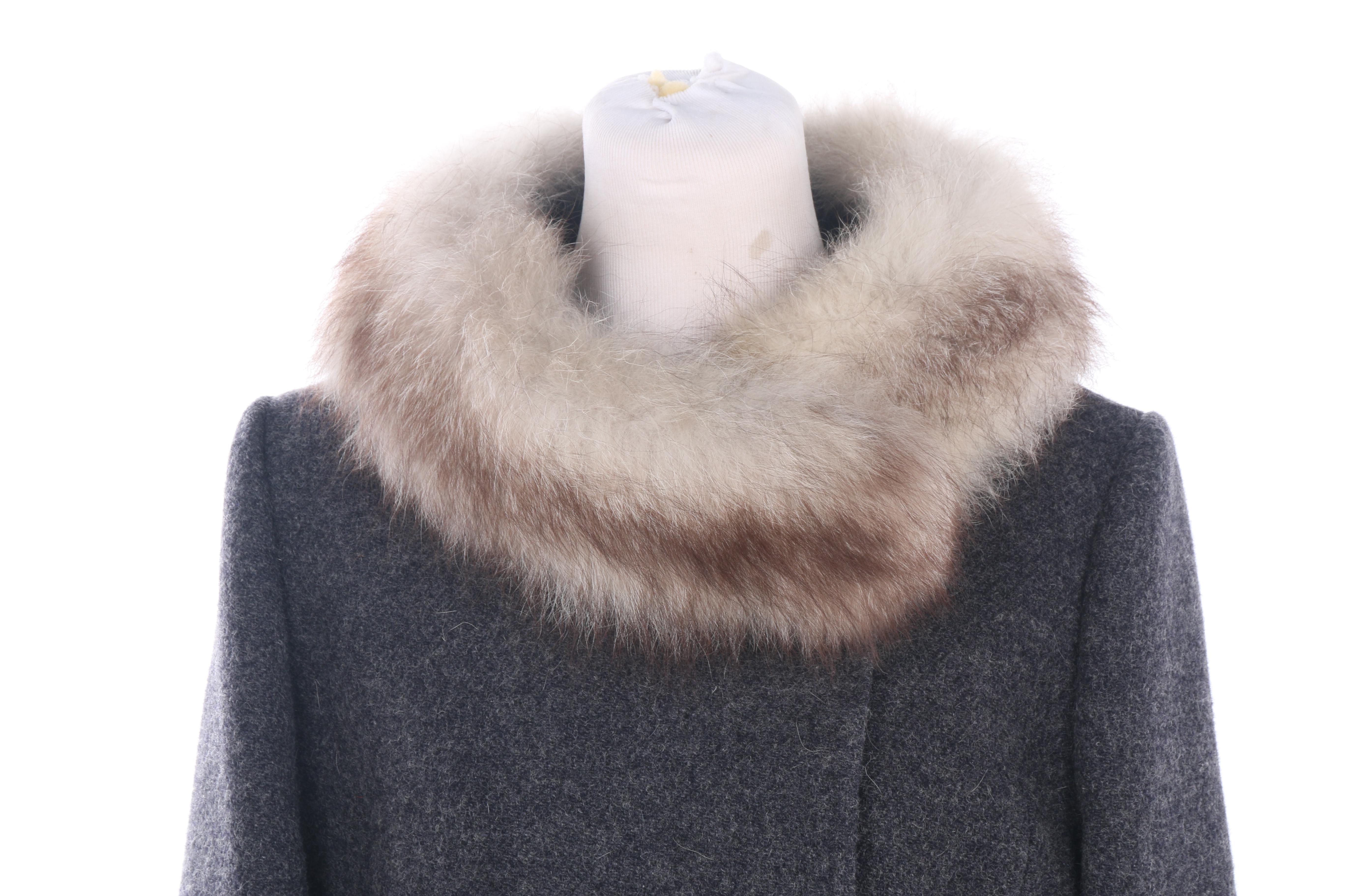 1960s Vintage Nordstrom Best Bouclé Wool Coat with Fox Fur Trim