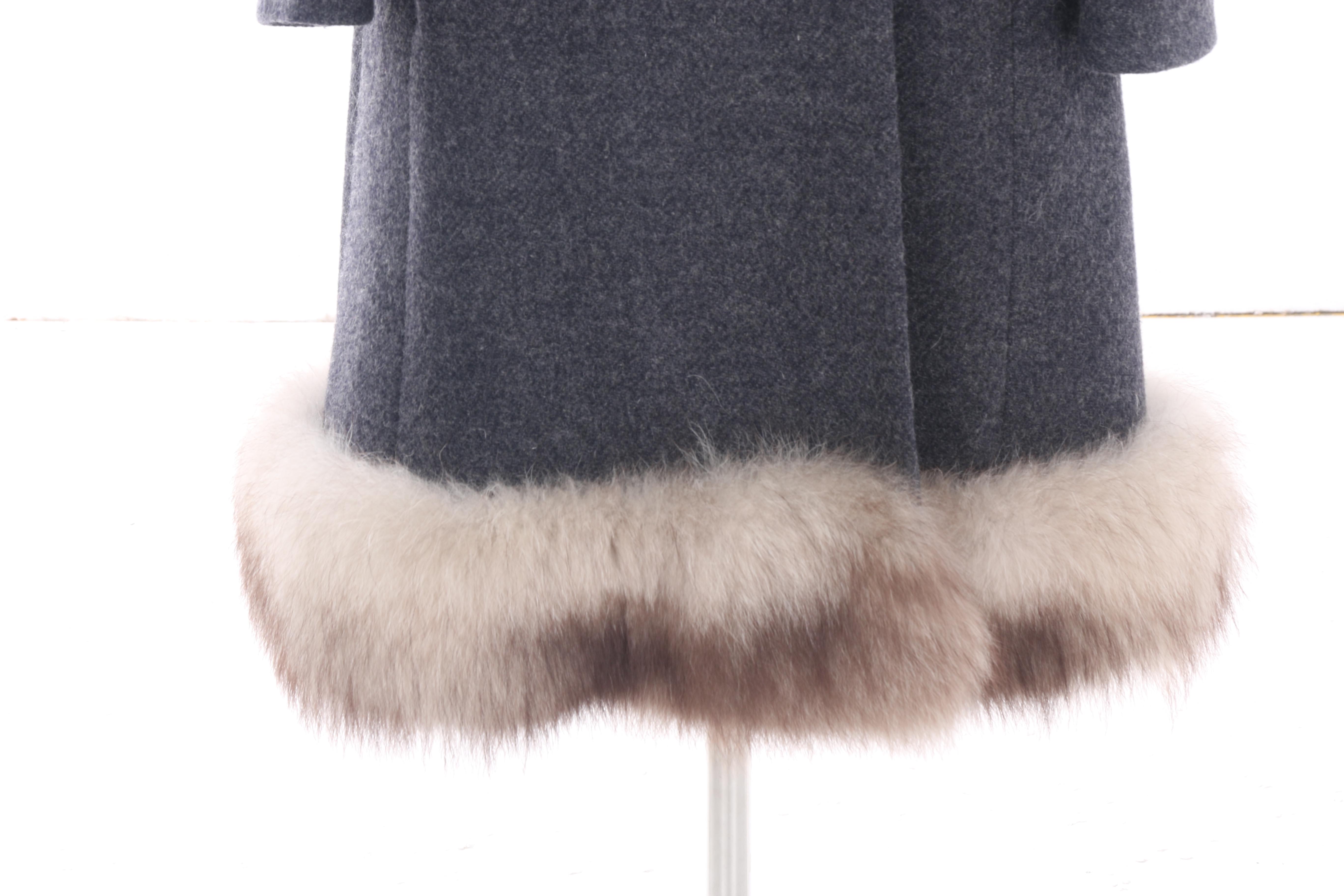 1960s Vintage Nordstrom Best Bouclé Wool Coat with Fox Fur Trim