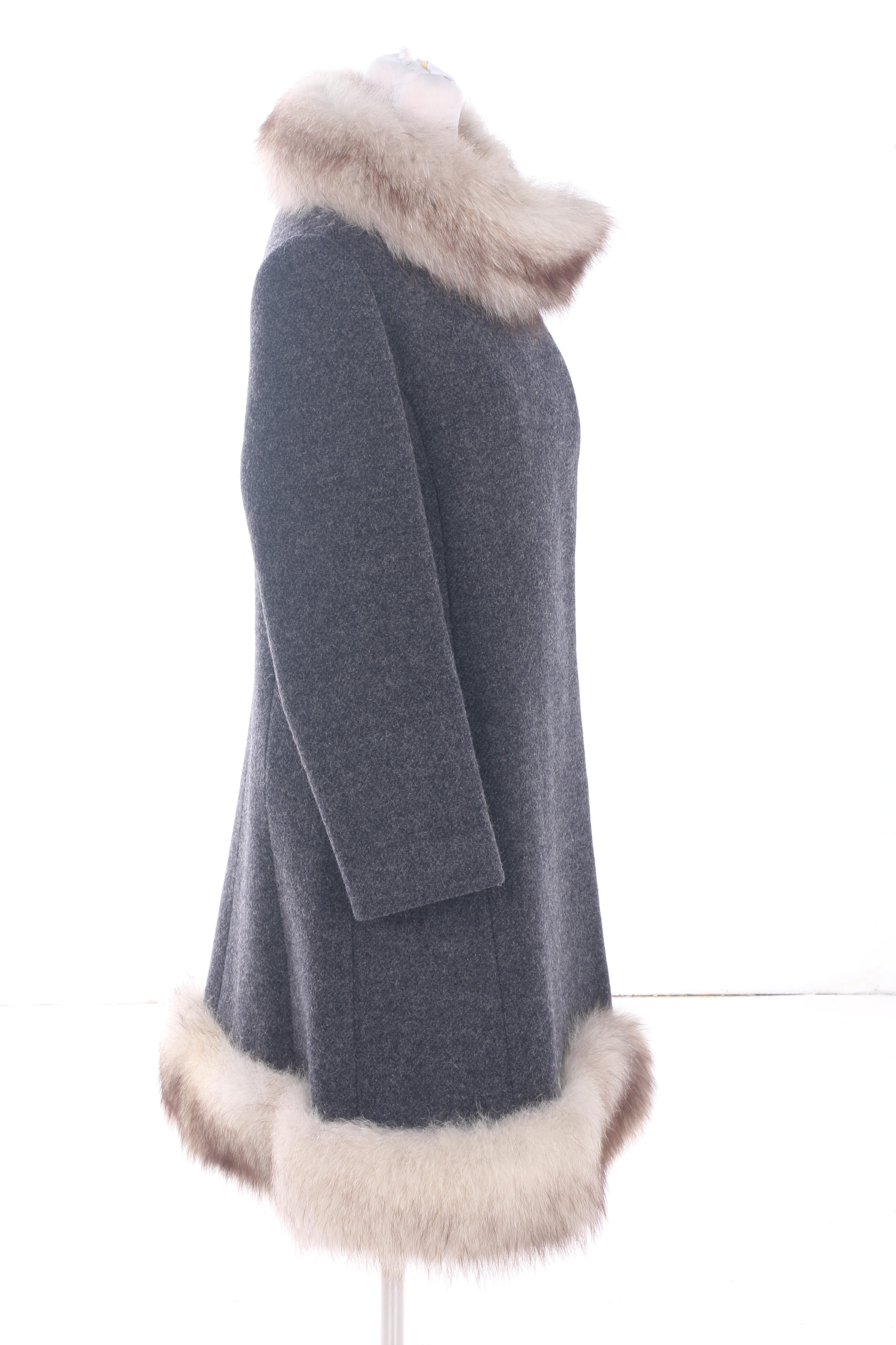 1960s Vintage Nordstrom Best Bouclé Wool Coat with Fox Fur Trim