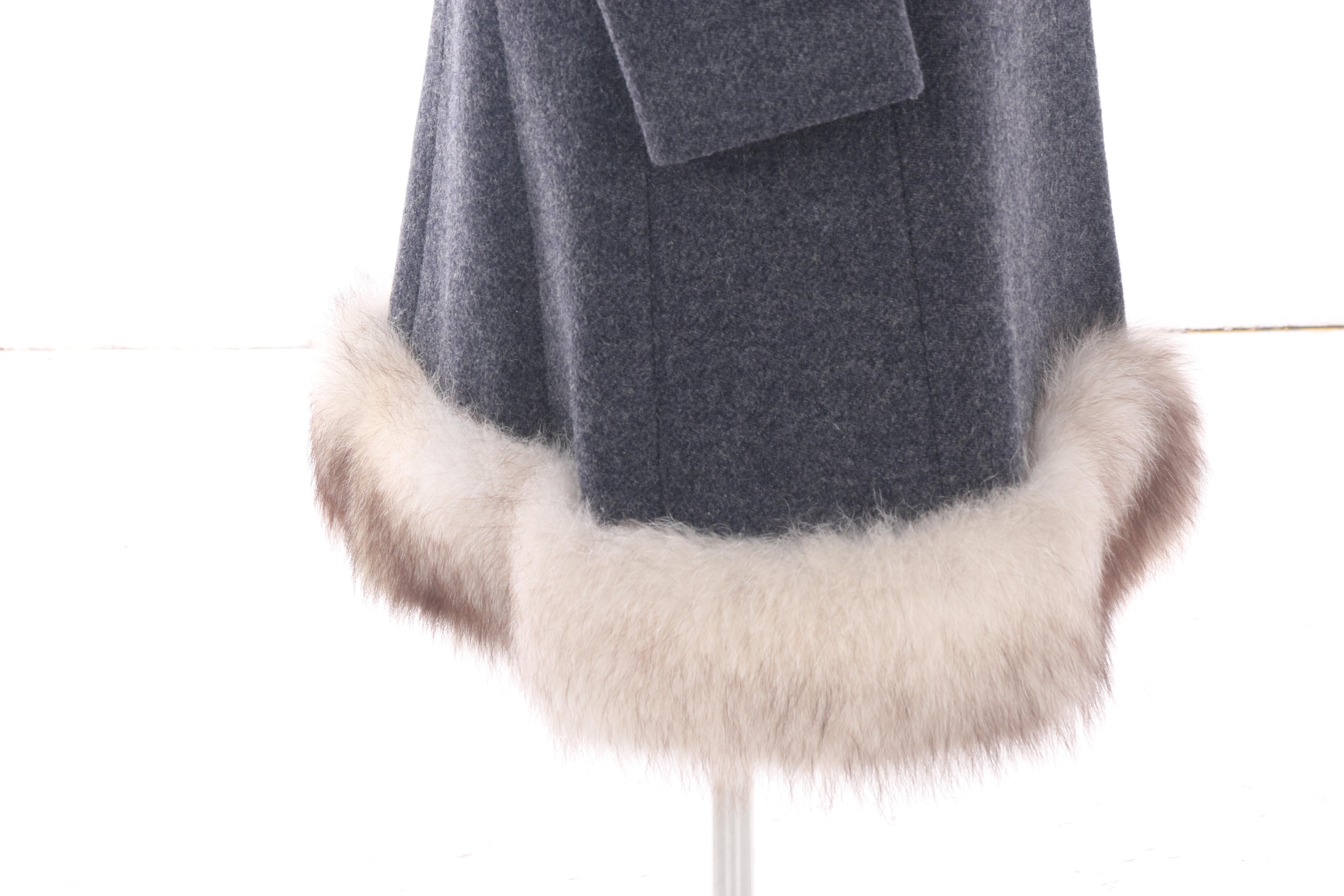 1960s Vintage Nordstrom Best Bouclé Wool Coat with Fox Fur Trim