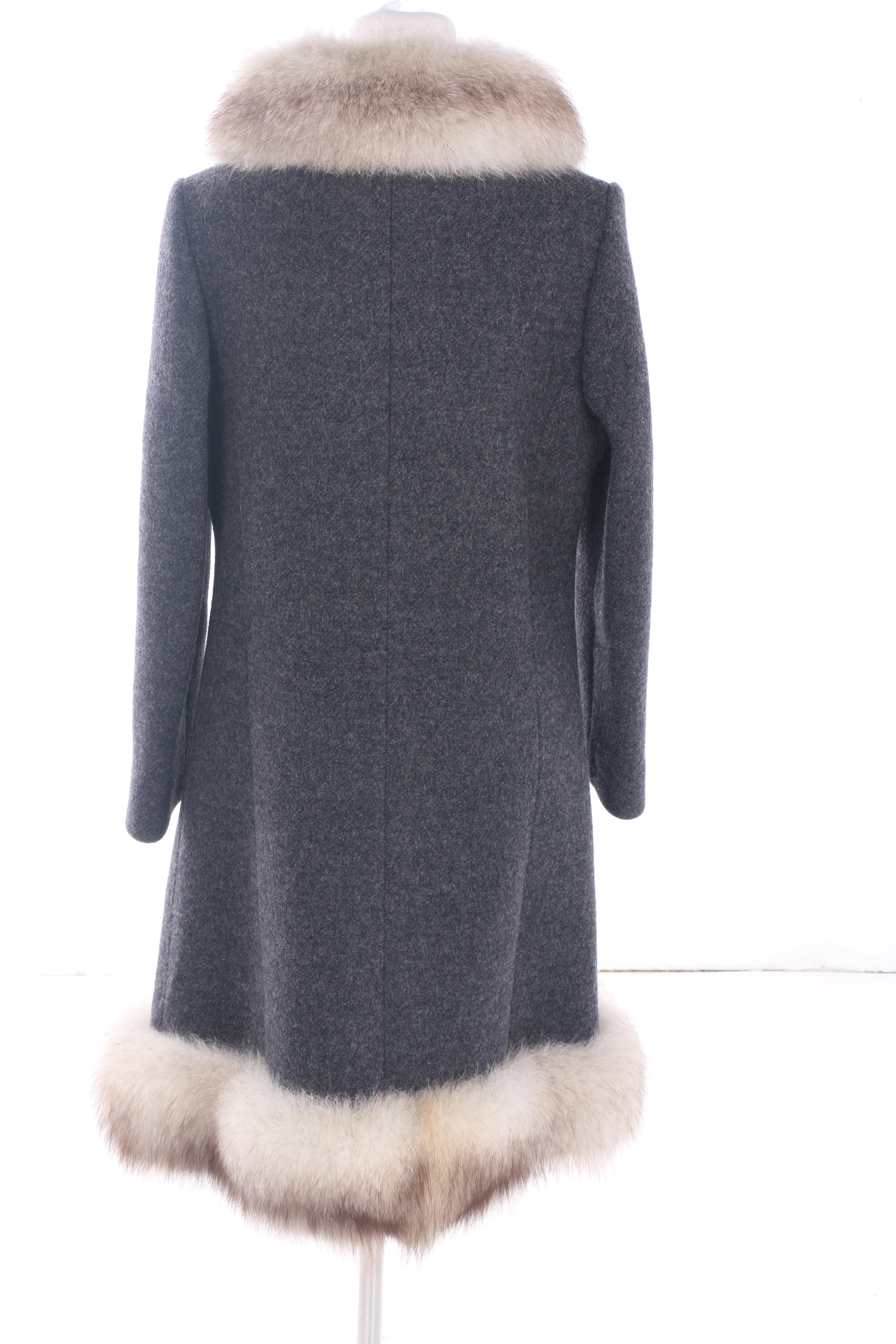 1960s Vintage Nordstrom Best Bouclé Wool Coat with Fox Fur Trim