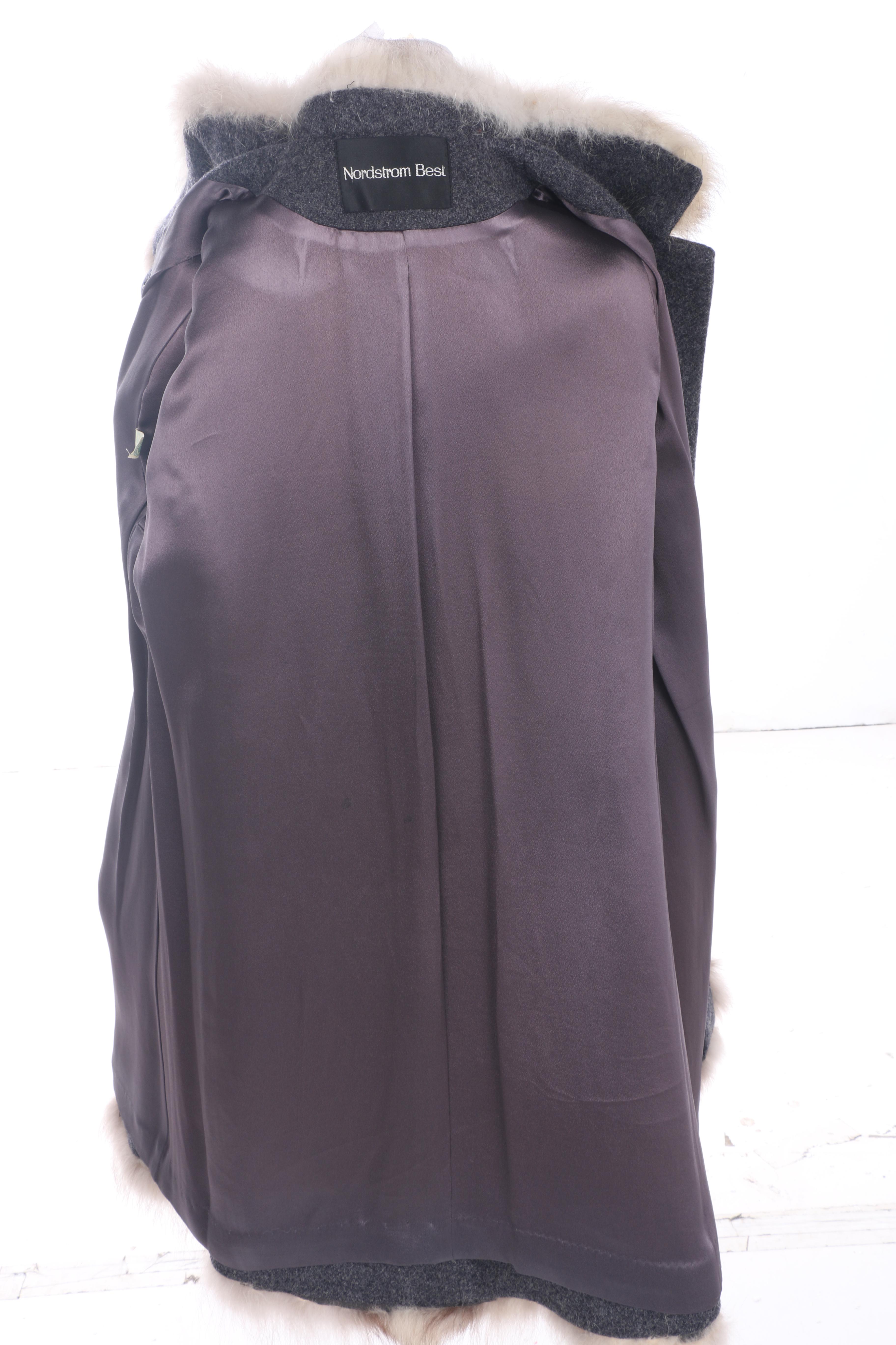 1960s Vintage Nordstrom Best Bouclé Wool Coat with Fox Fur Trim