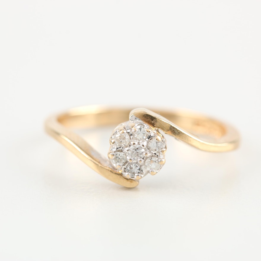 10K Yellow Gold Diamond Bypass Ring