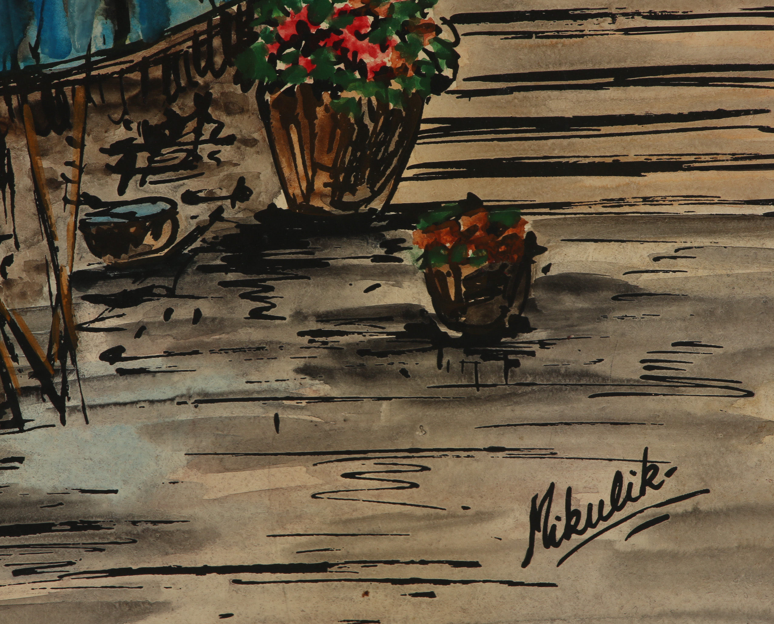 Mid 20th Century Electrified Mixed Media Composition After Mikulik