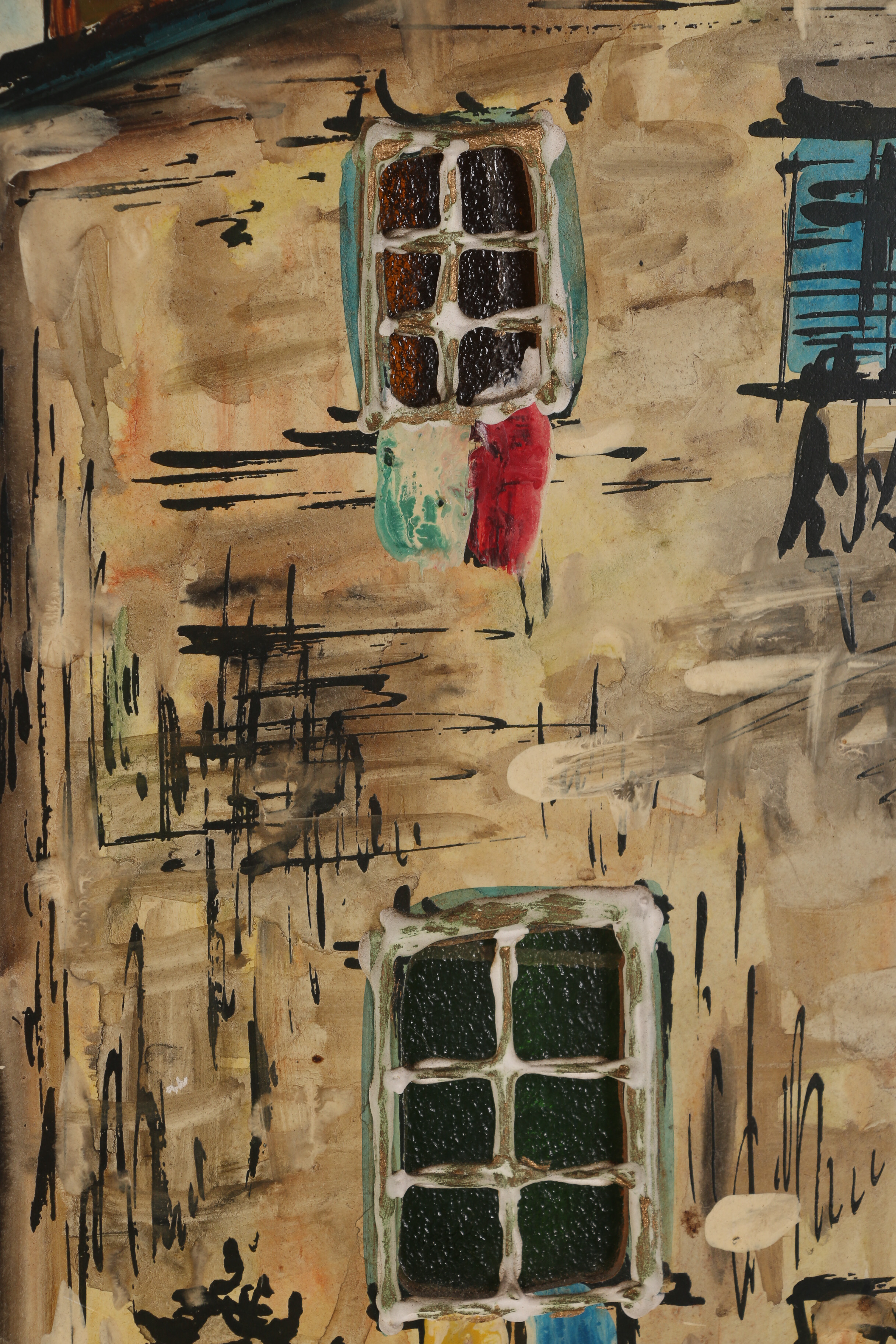 Mid 20th Century Electrified Mixed Media Composition After Mikulik