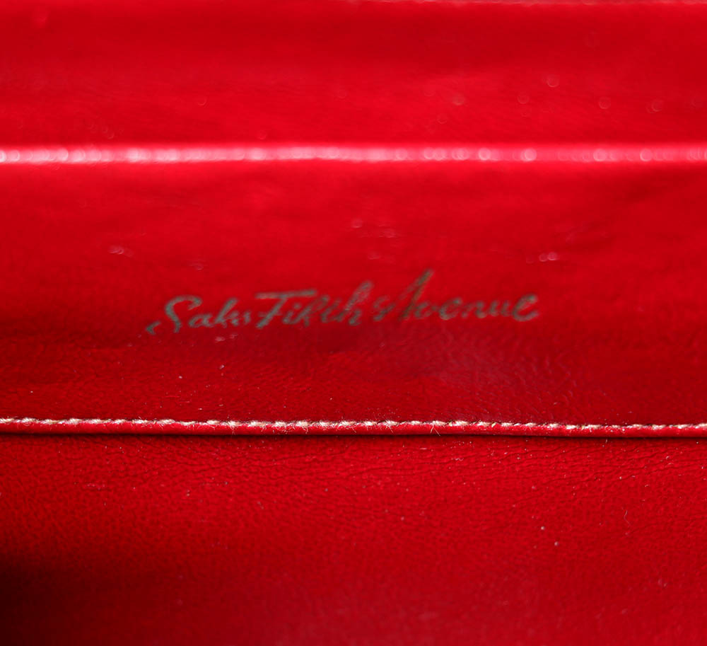 Vintage Saks Fifth Avenue Black Alligator Frame Top Handle Bag