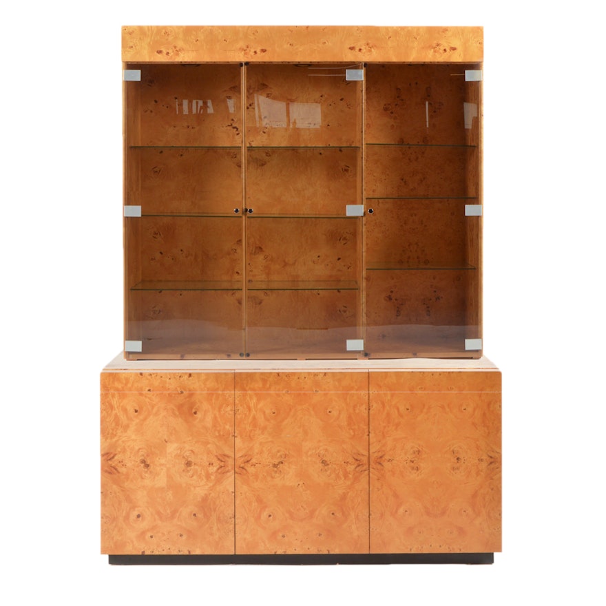 Mid Century Modern Maple Burl Milo Baughman for Dillingham China Cabinet