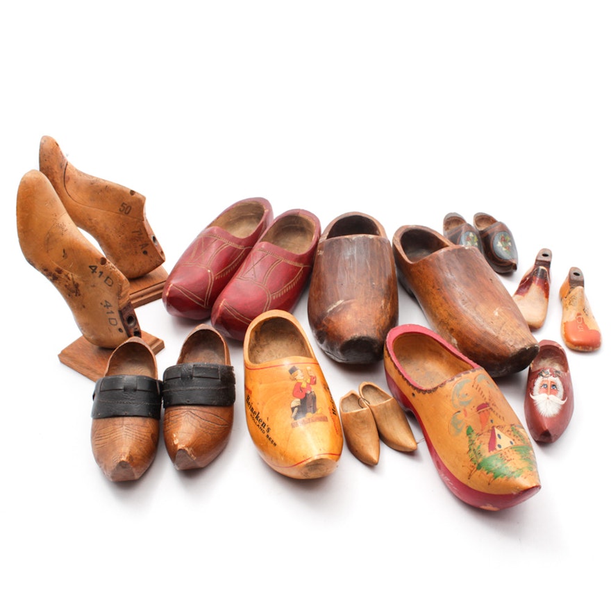 Vintage Shoe Forms and Wooden Clogs