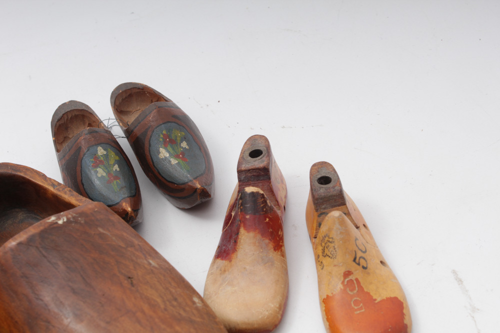 Vintage Shoe Forms and Wooden Clogs