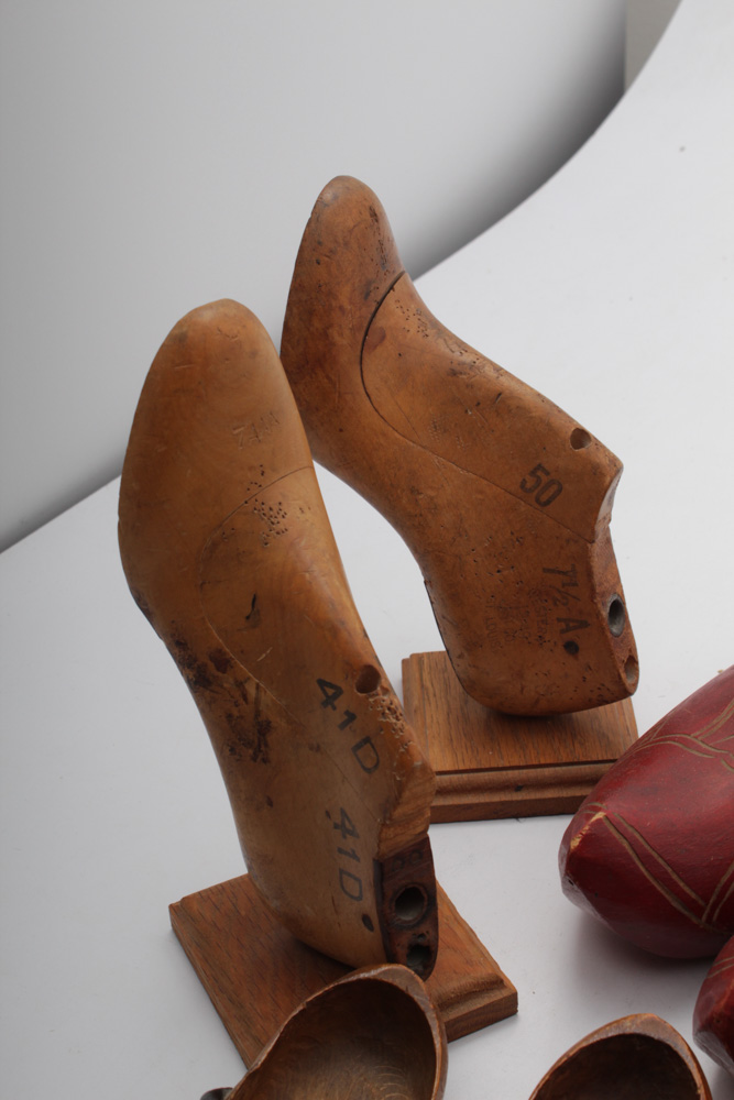 Vintage Shoe Forms and Wooden Clogs