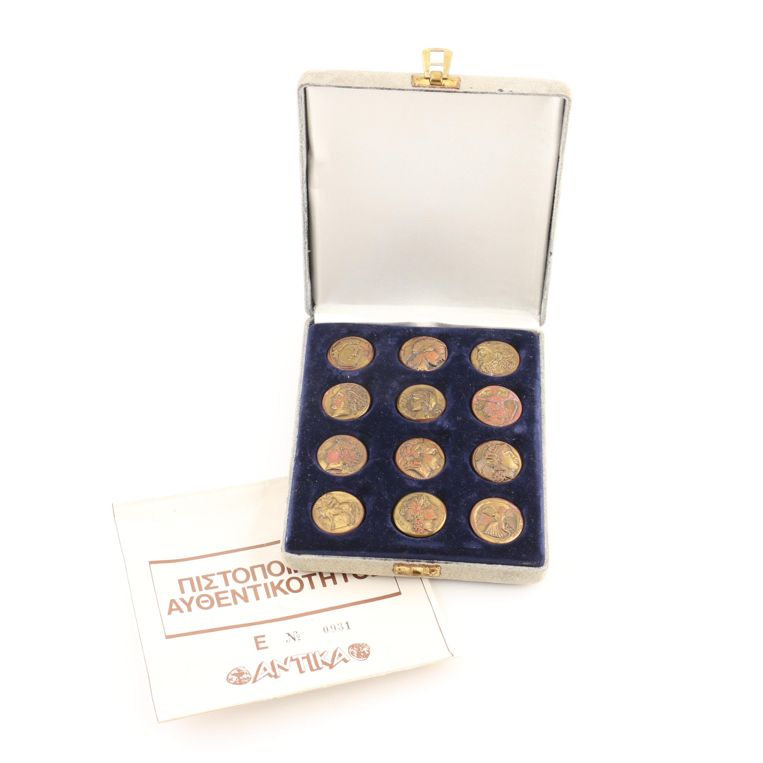Set of Twelve Ancient Greek Style Coin Replicas