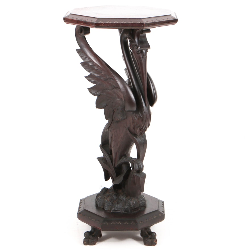 Victorian Mahogany Heron Pedestal, Late 19th Century