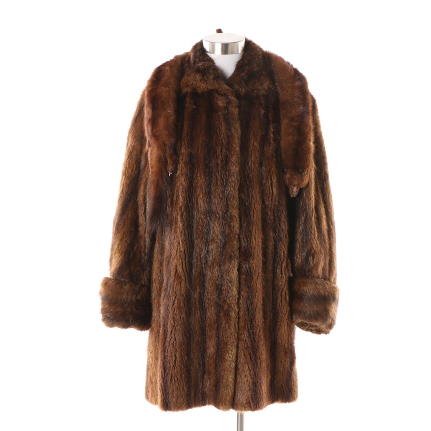 Vintage R.M. Taylor & Co. Furs Muskrat Fur Coat with Mink Fur Stole