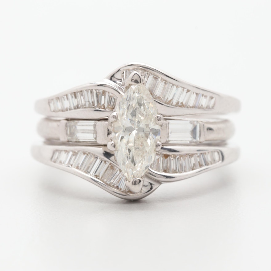 Platinum and 14K White Gold 1.83 CTW Diamond Wedding Ring Set