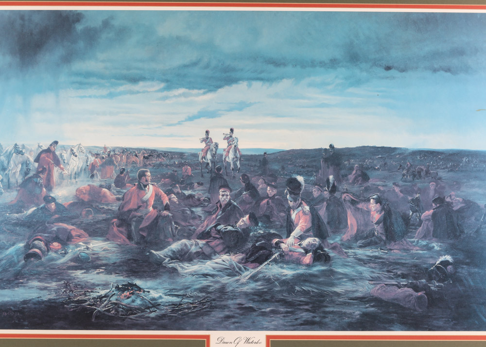 Offset Lithograph after Lady Elizabeth Butler "Dawn of Waterloo"