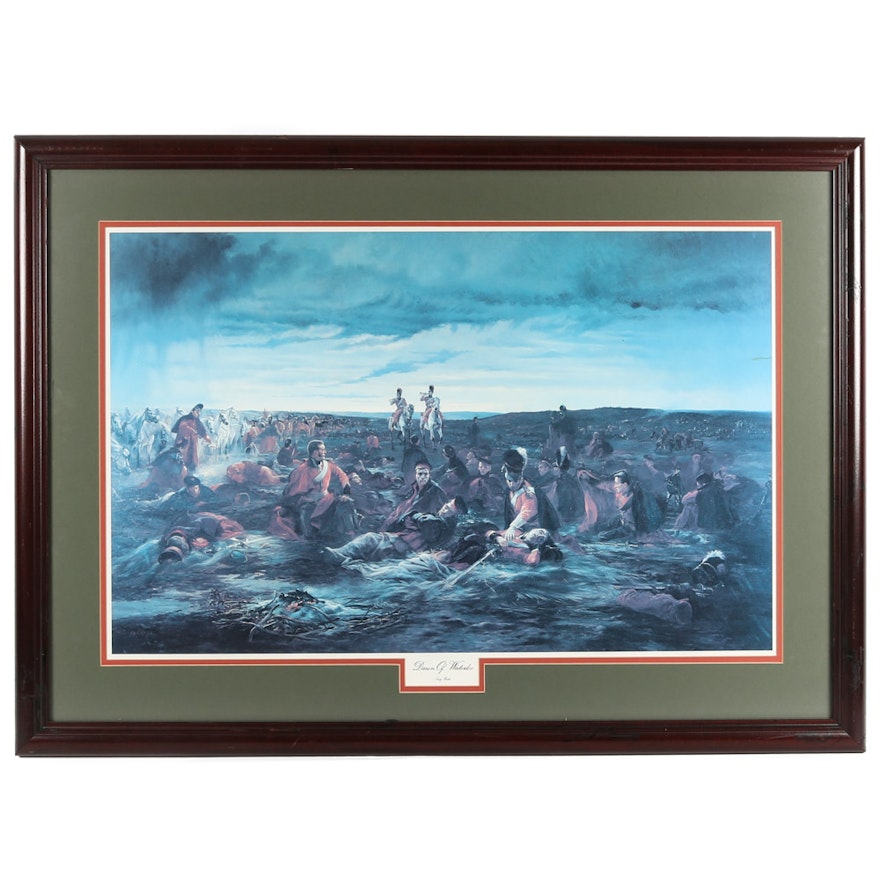 Offset Lithograph after Lady Elizabeth Butler "Dawn of Waterloo"