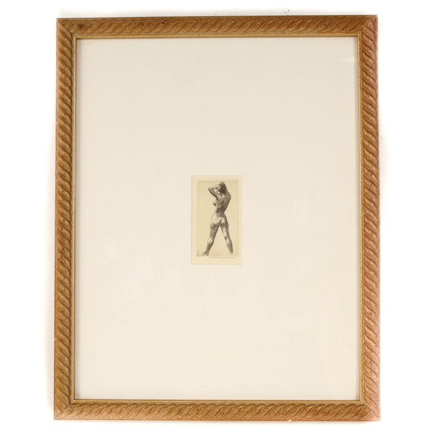 Keith Shaw Williams Signed Vintage Etching of Nude