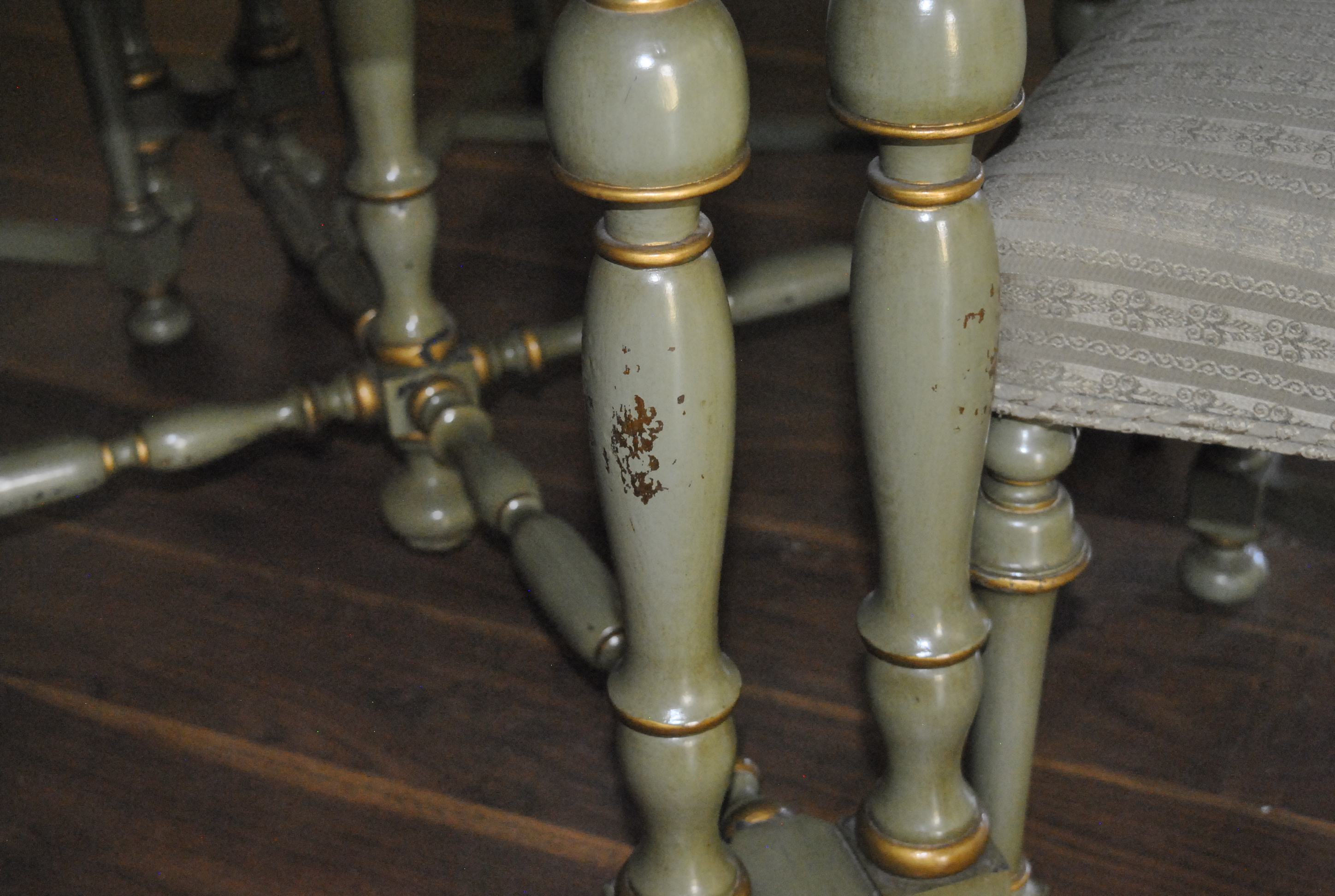 Green Painted Wooden Dinette Table and Chairs Set