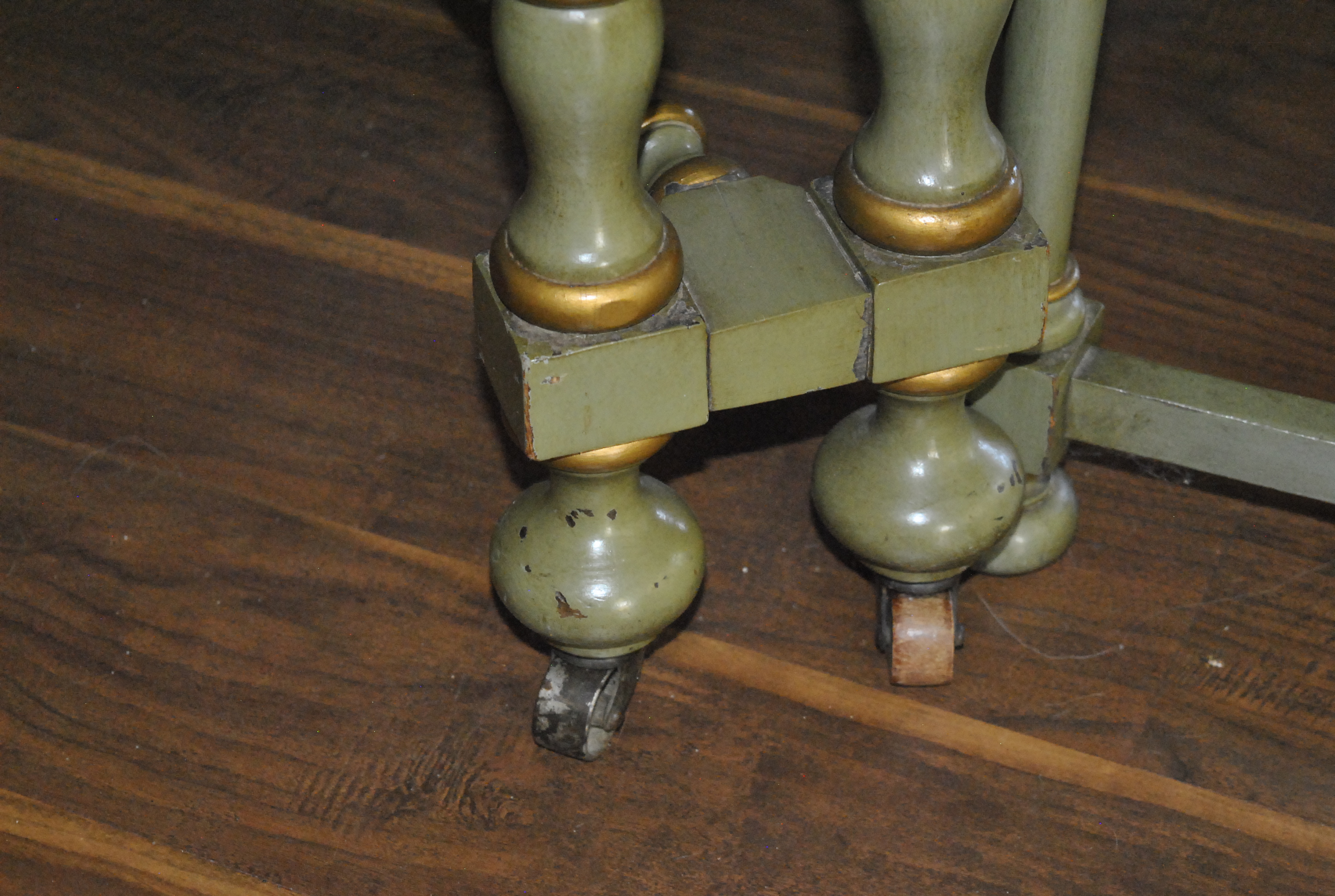 Green Painted Wooden Dinette Table and Chairs Set