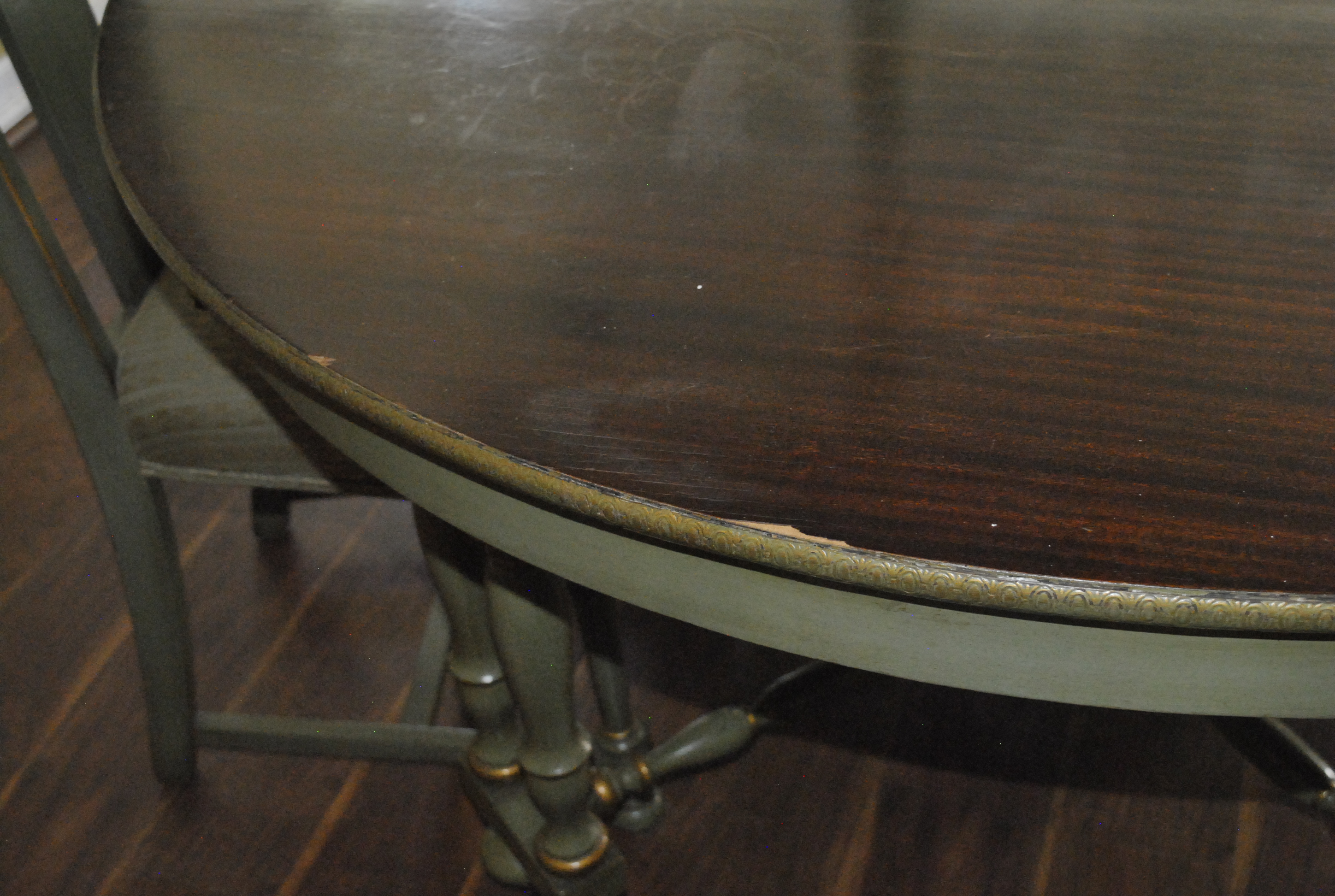 Green Painted Wooden Dinette Table and Chairs Set