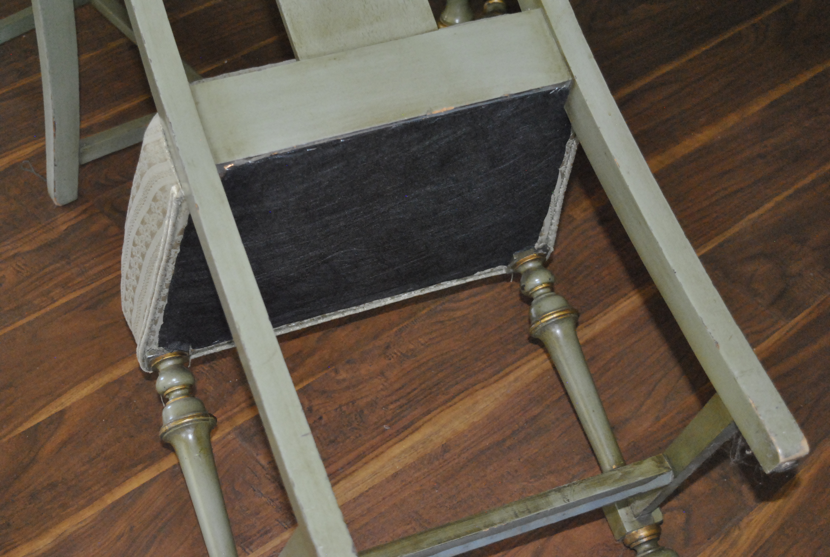 Green Painted Wooden Dinette Table and Chairs Set