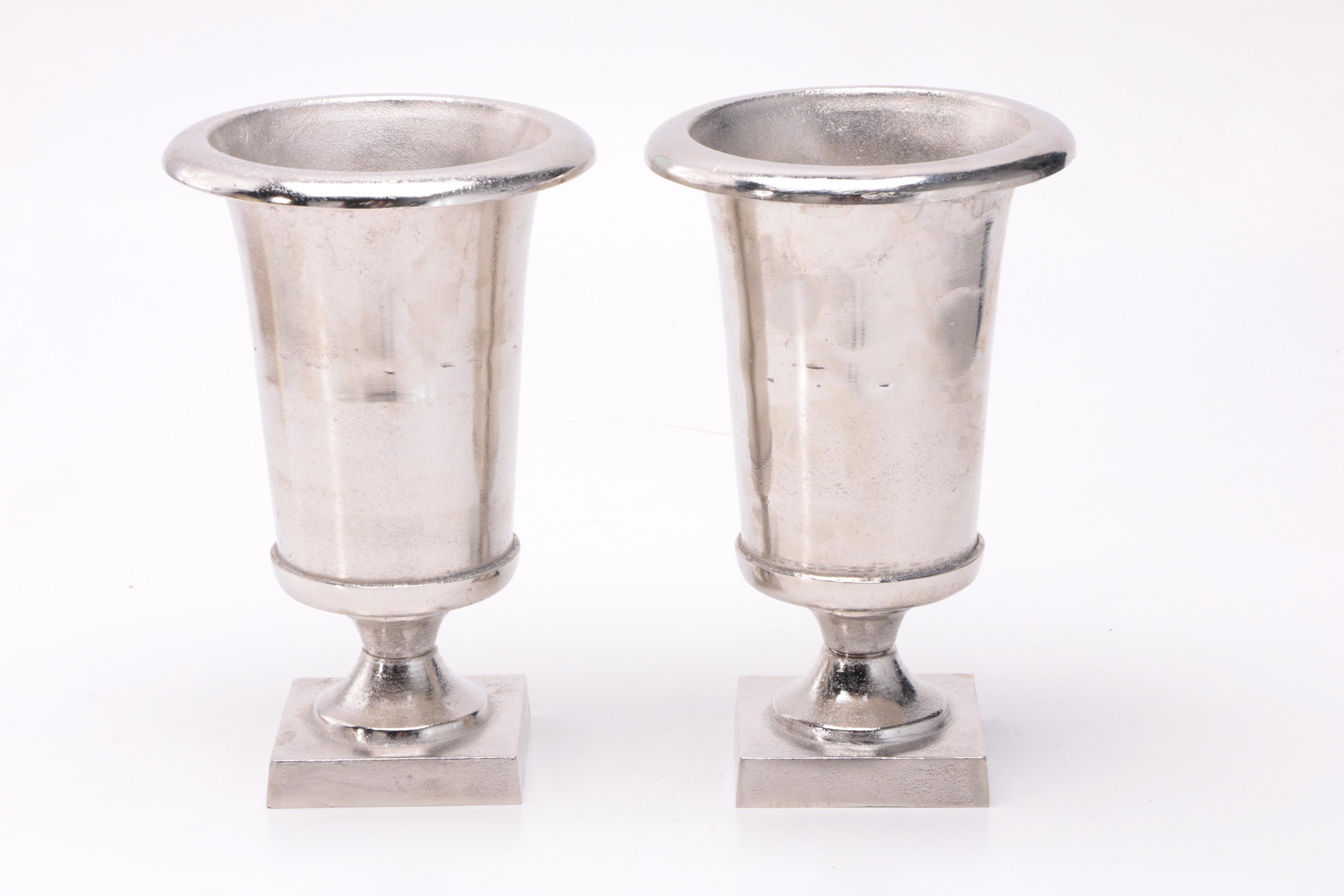 Neoclassical Style Metal Pedestal Vases
